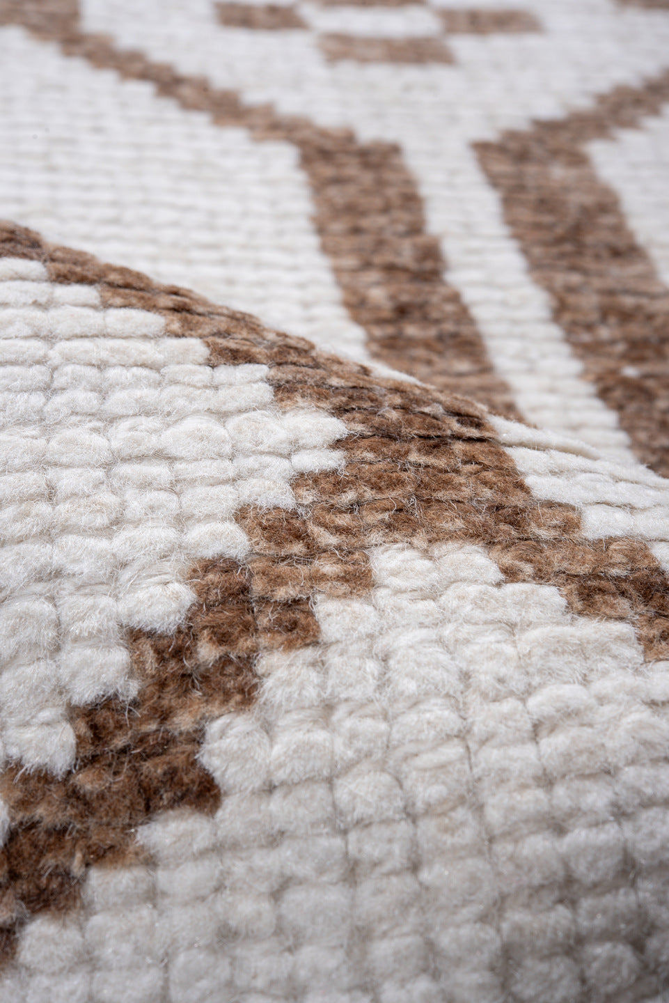 3' x 11' one-of-a-kind handmade vintage Kars runner rug. Color palette: ivory, taupe, camel, brown, beige, gray