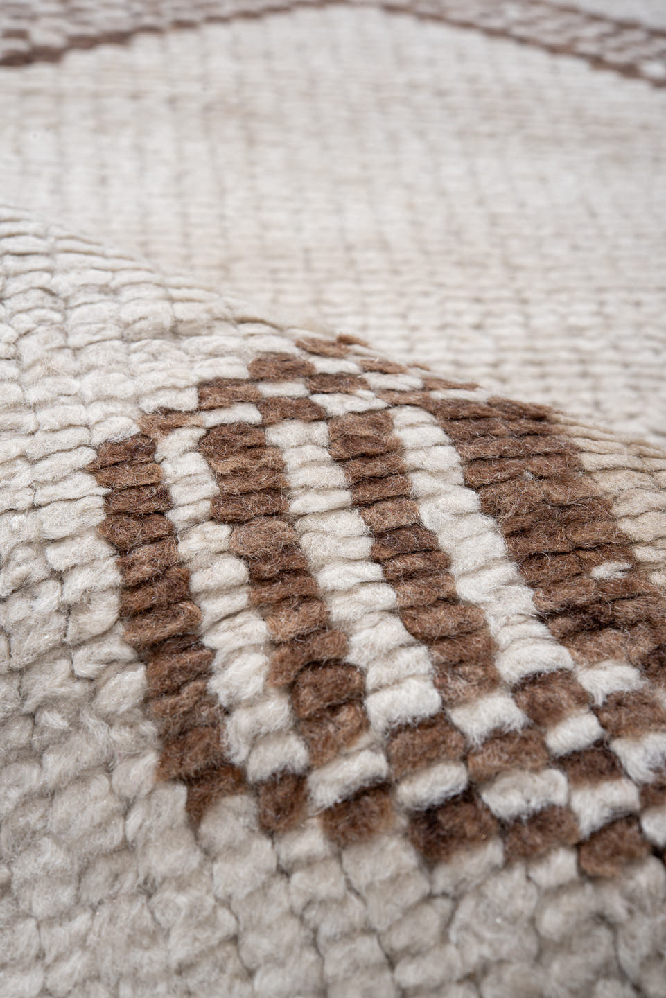 3' x 10' one-of-a-kind handmade vintage Kars runner rug. Color palette: ivory, taupe, brown, camel, beige, gray