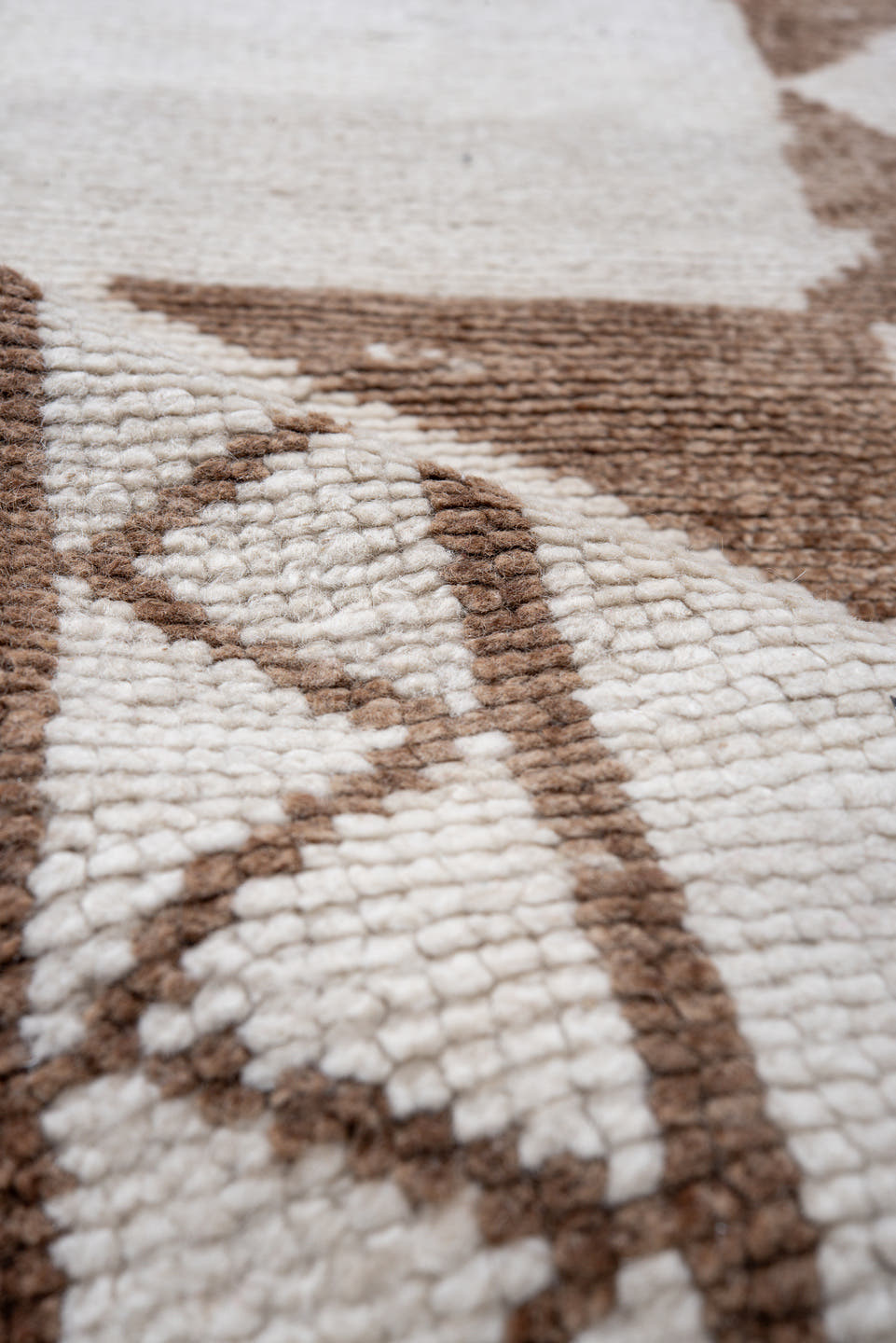 3' x 11' one-of-a-kind handmade vintage Kars runner rug. Color palette: ivory, taupe, brown, blush, beige, gray, pink