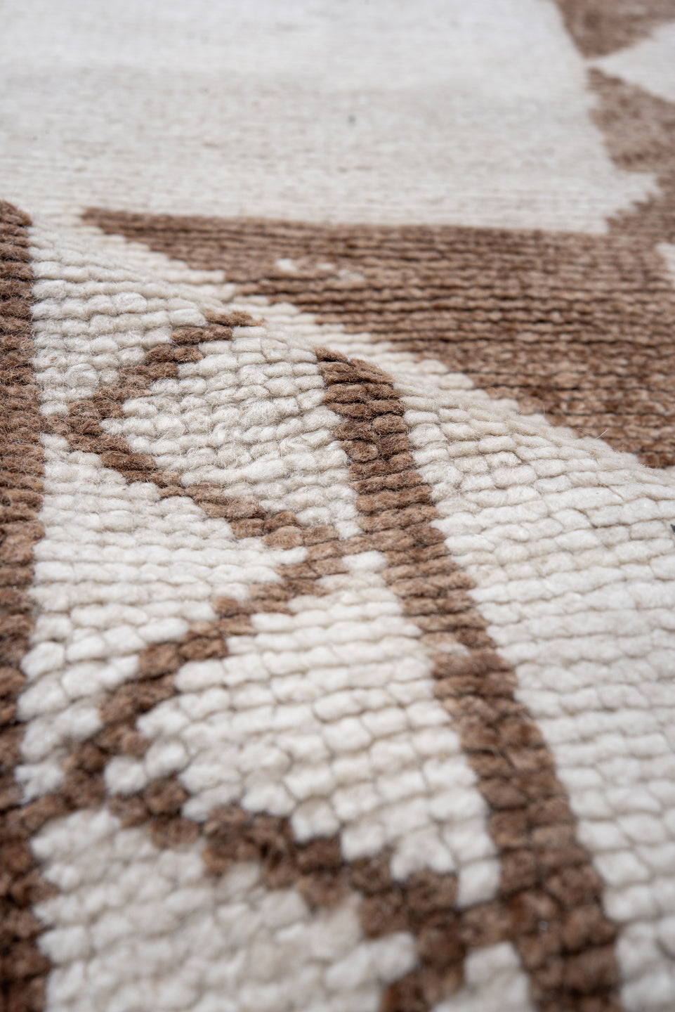 3' x 11' one-of-a-kind handmade vintage Kars runner rug. Color palette: ivory, taupe, brown, blush, beige, gray, pink