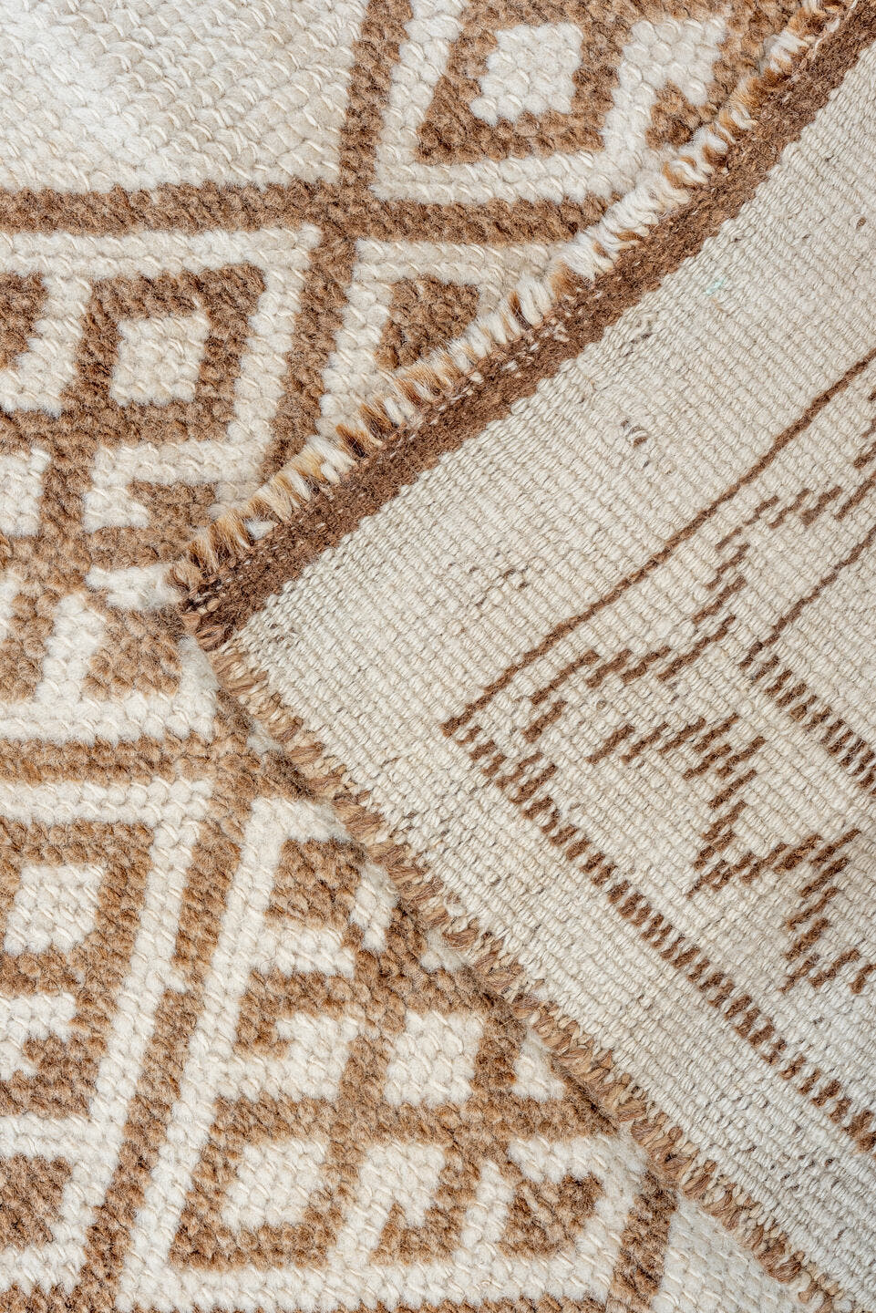 2' x 10' one-of-a-kind handmade vintage Kars runner rug. Color palette: ivory, taupe, brown, beige, gray