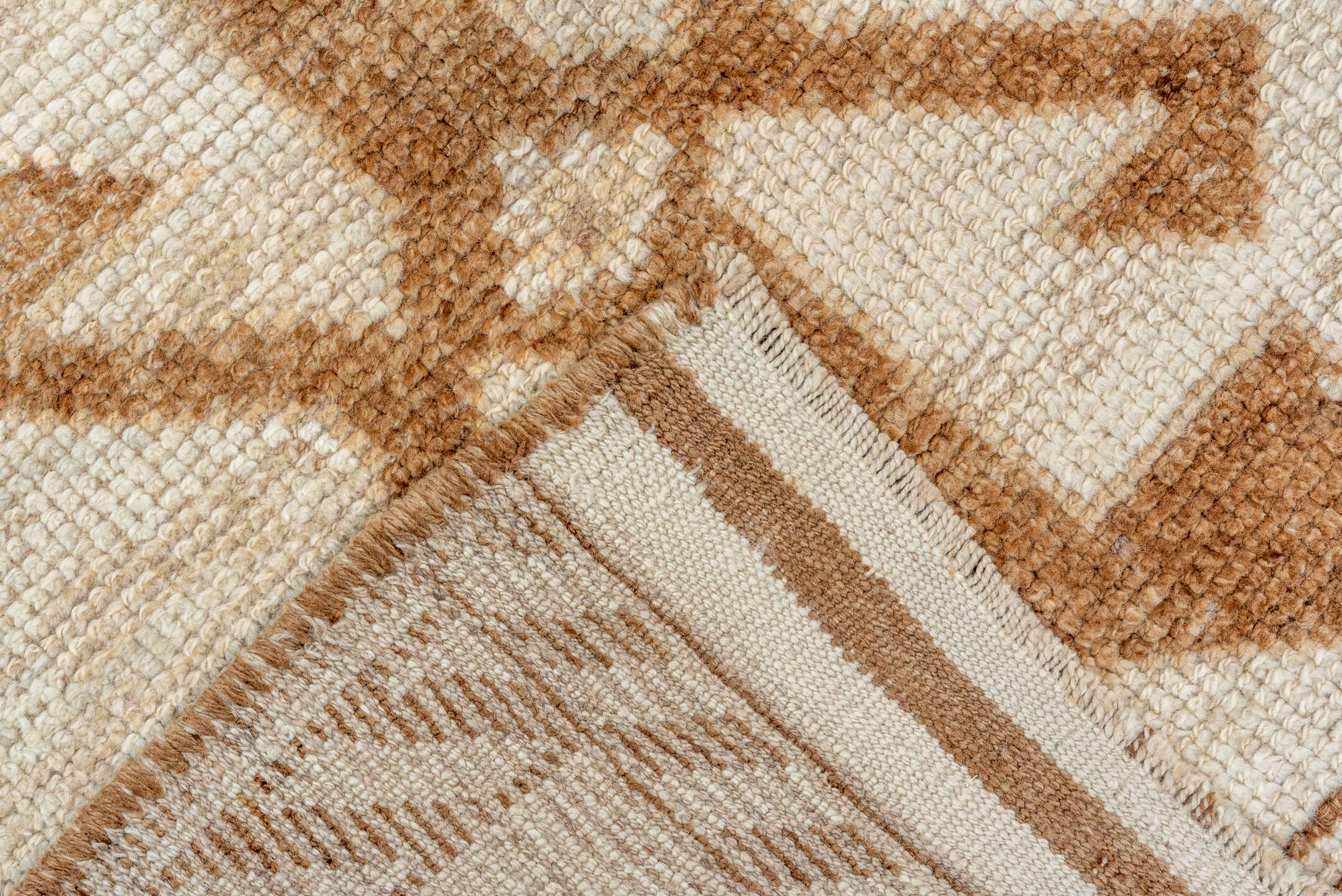 3' x 11' one-of-a-kind handmade vintage Kars runner rug. Color palette: antiquewhite, brown, gray, off-white, orange, pink