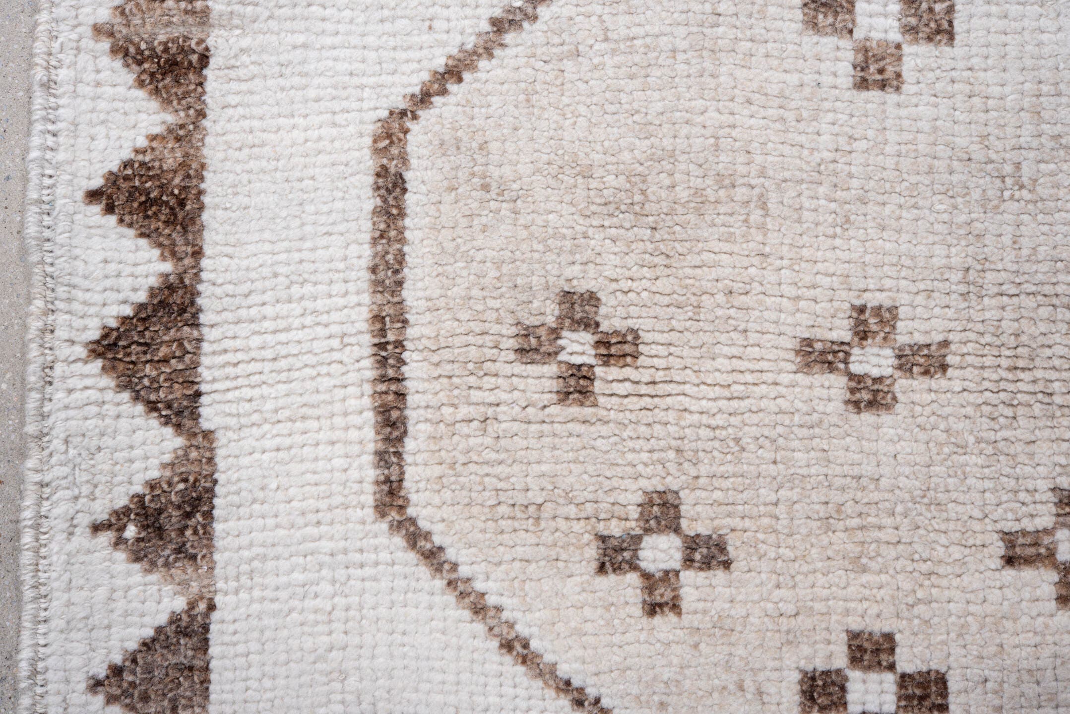3' x 11' one-of-a-kind handmade vintage Kars runner rug. Color palette: ivory, taupe, camel, beige, brown, gray