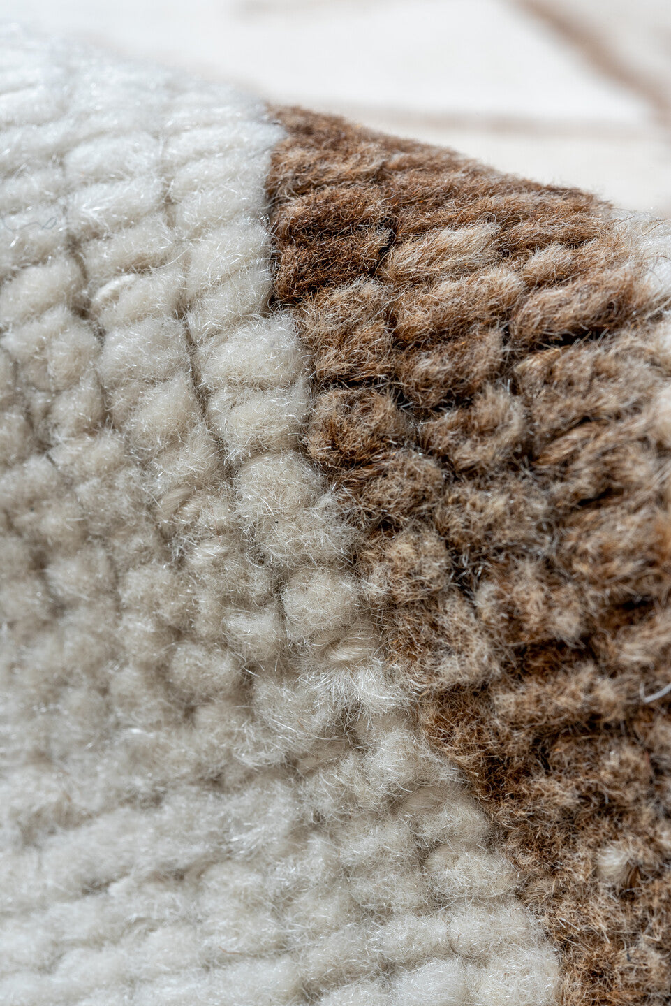 3' x 10' one-of-a-kind handmade vintage Kars runner rug. Color palette: brown, gainsboro, gray, light gray, linen, off-white