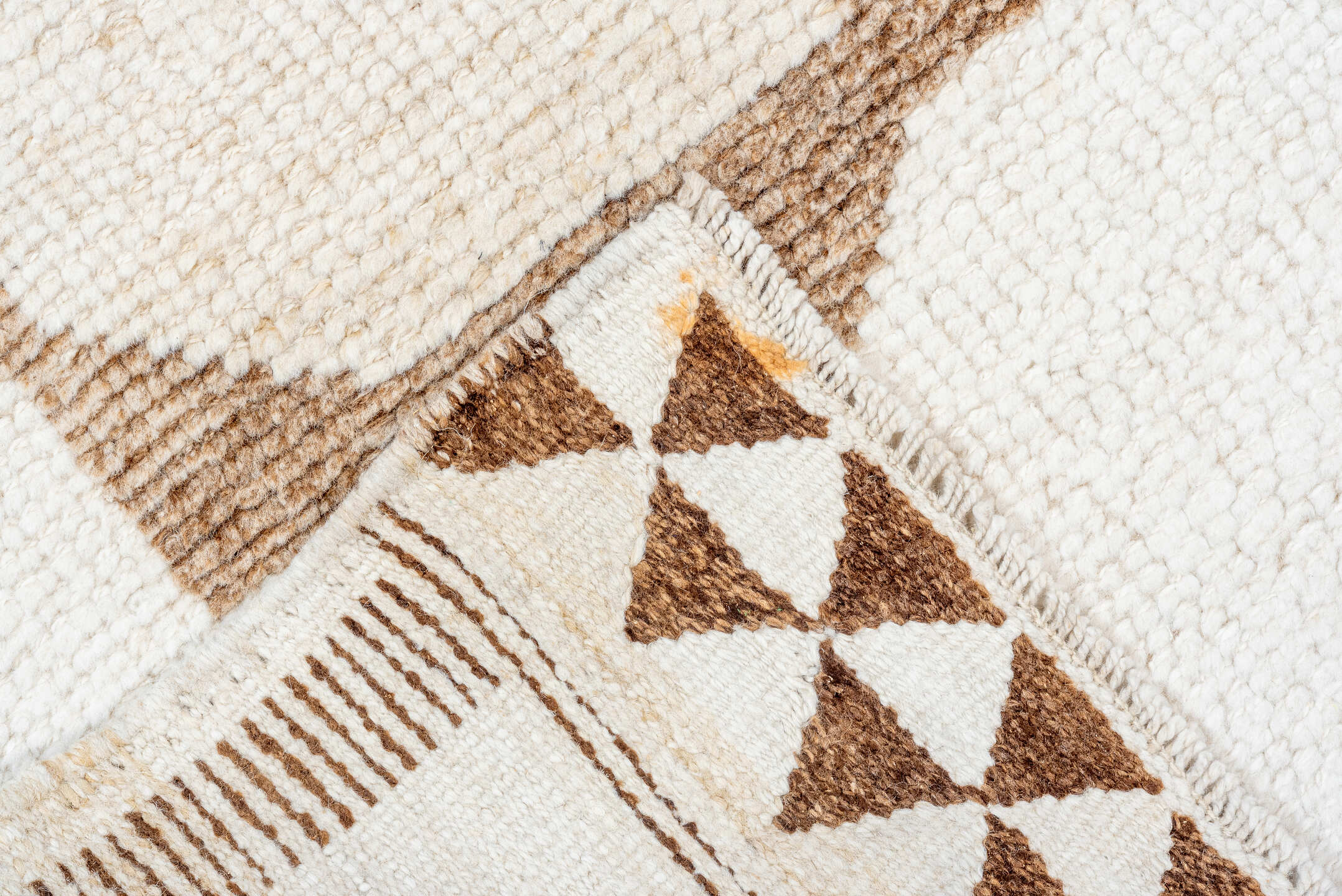 3' x 10' one-of-a-kind handmade vintage Kars runner rug. Color palette: brown, gainsboro, gray, light gray, linen, off-white