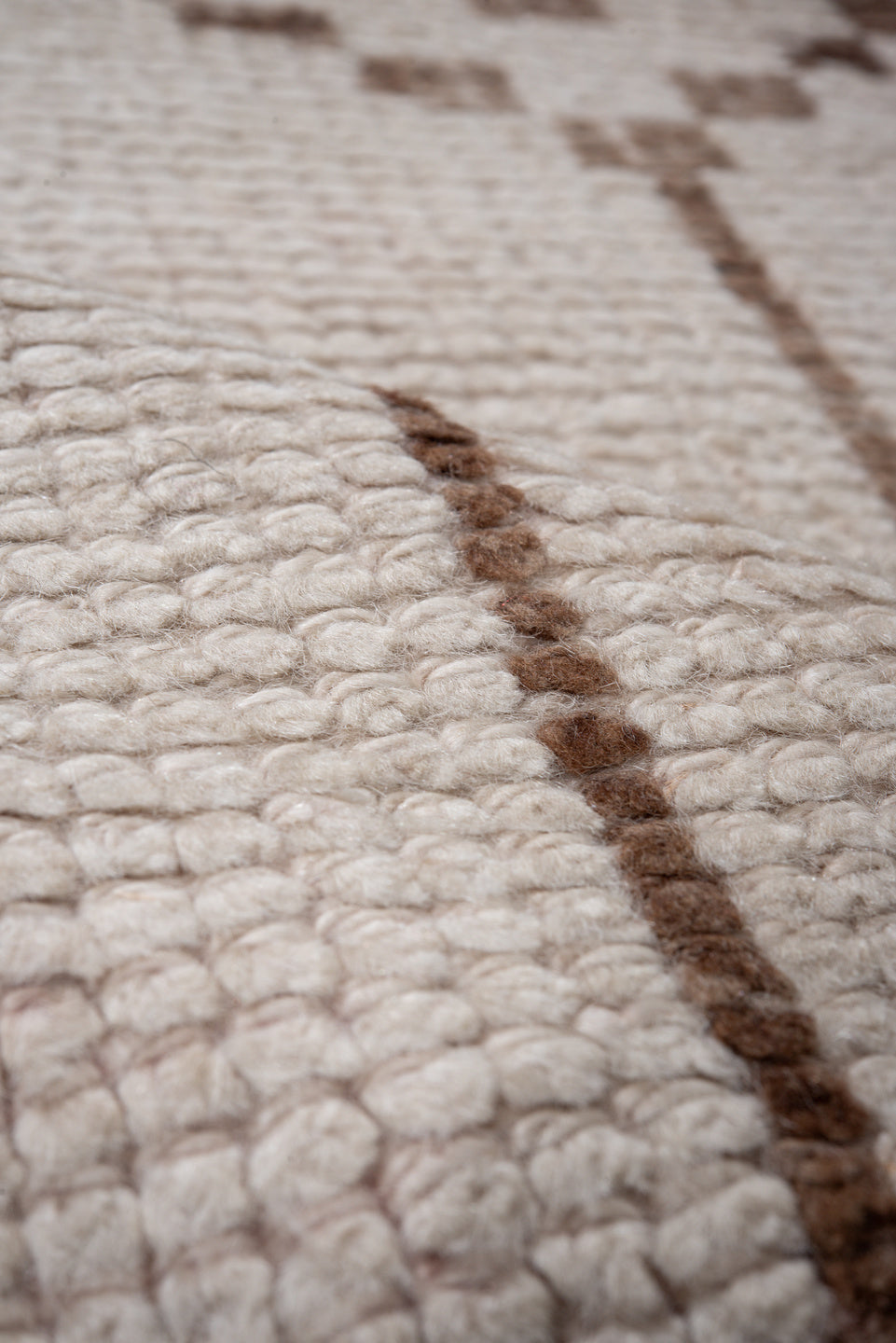 3' x 11' one-of-a-kind handmade vintage Kars runner rug. Color palette: brown, gainsboro, gray, light gray, off-white, pink