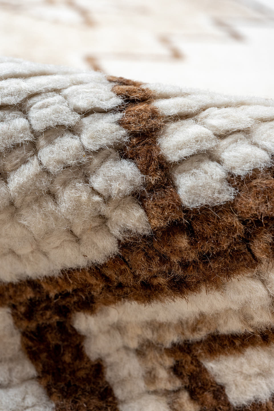 3' x 12' one-of-a-kind handmade vintage Kars runner rug. Color palette: ivory, taupe, brown, beige, gray