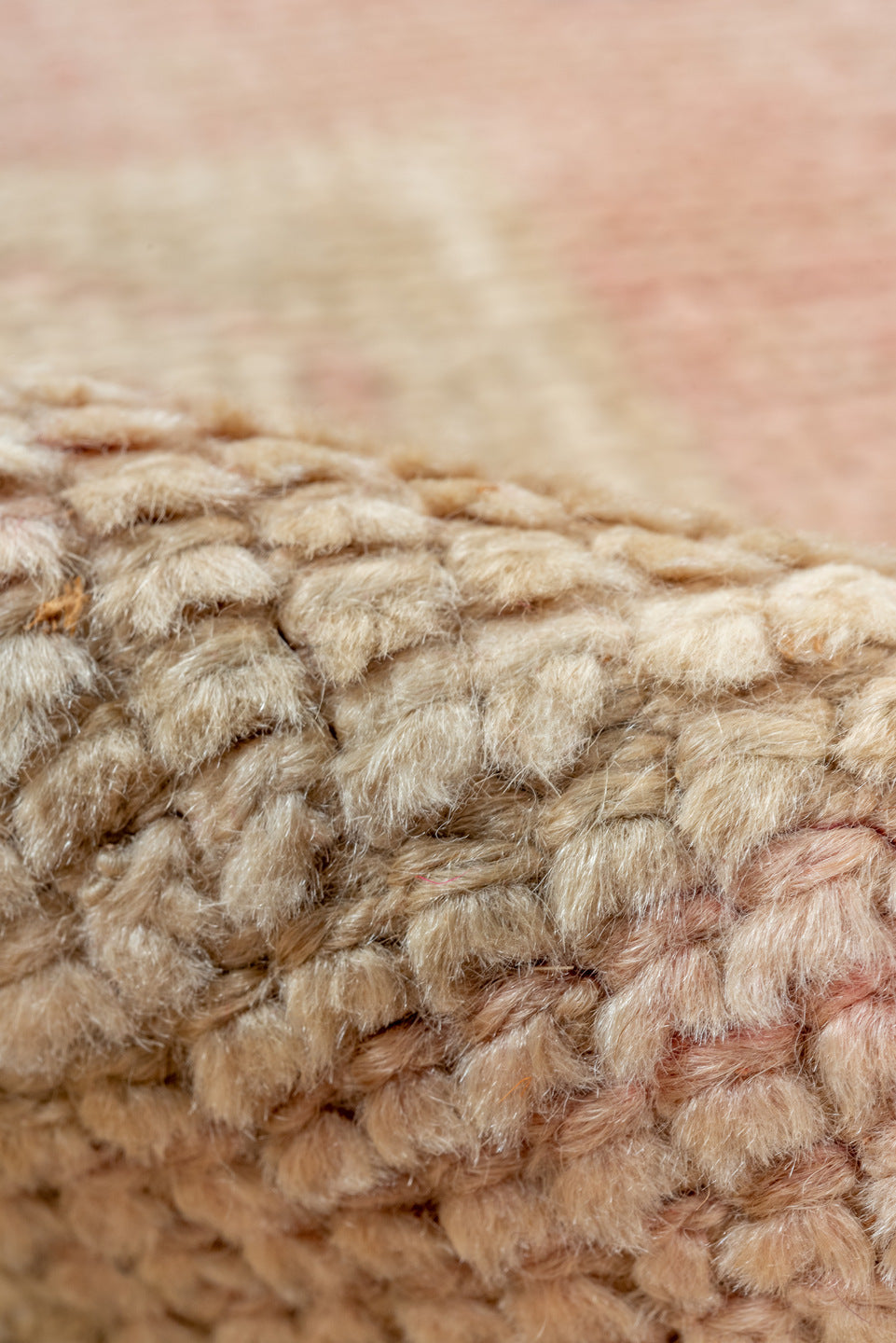 3' x 10' one-of-a-kind handmade vintage Kars runner rug. Color palette: blush, ivory, taupe, coral, rose, beige, pink, gray