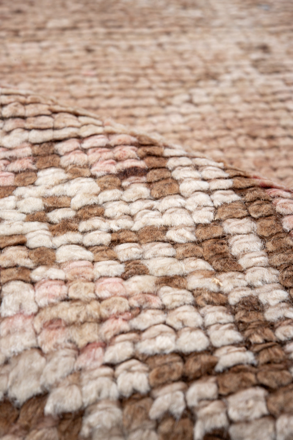 3' x 11' one-of-a-kind handmade antique Kars runner rug. Color palette: blush, ivory, taupe, beige, brown, rose, pink, gray