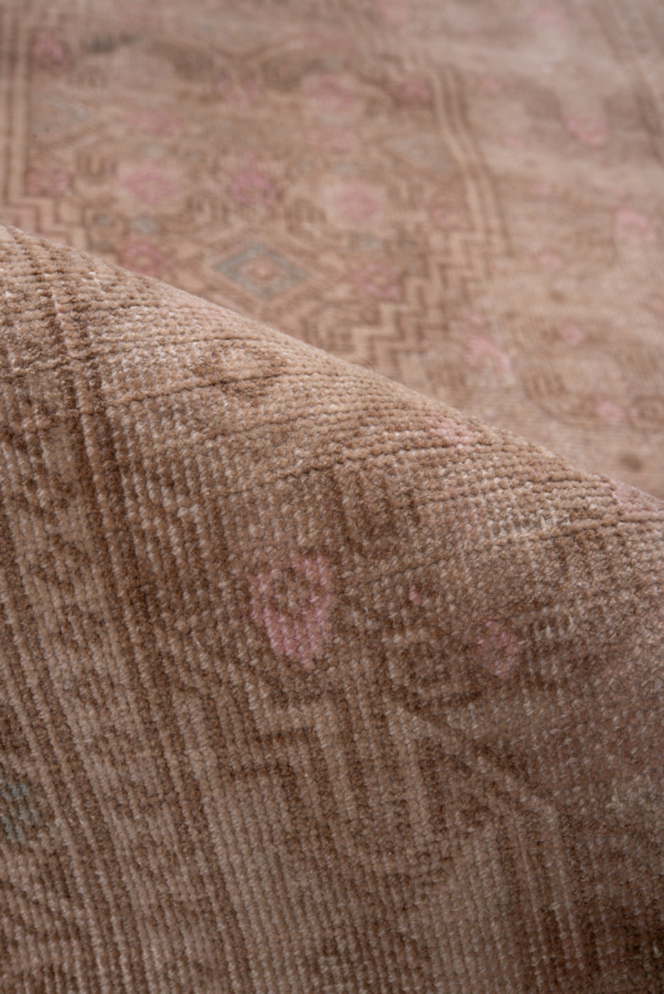2' x 7' one-of-a-kind handmade antique Sarab runner rug. Color palette: taupe, dusty rose, beige, camel, ivory, soft brown