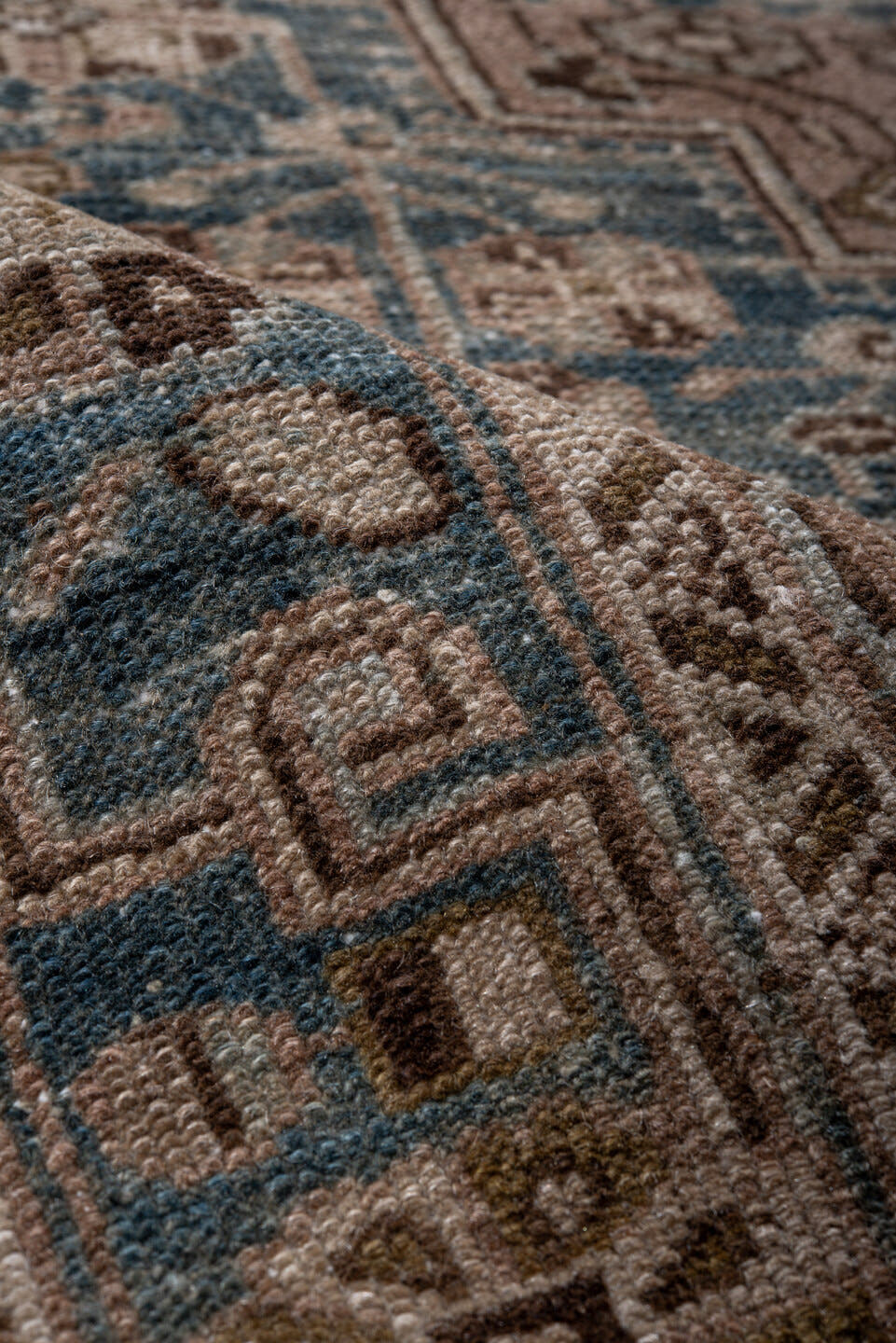 4' x 7' one-of-a-kind handmade antique Hamadan rug. Color palette: aqua, ivory, taupe, brown, charcoal, beige, teal, gray
