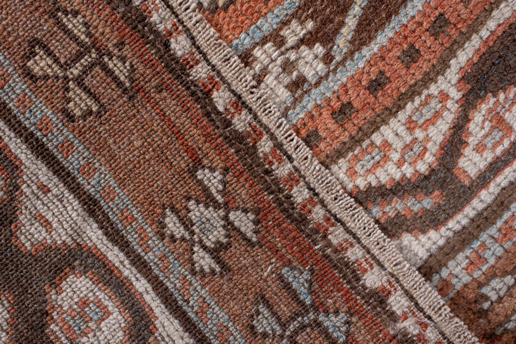 3' x 10' one-of-a-kind handmade antique NW Persian runner rug. Color palette: rust, brown, ivory, terra cotta, taupe