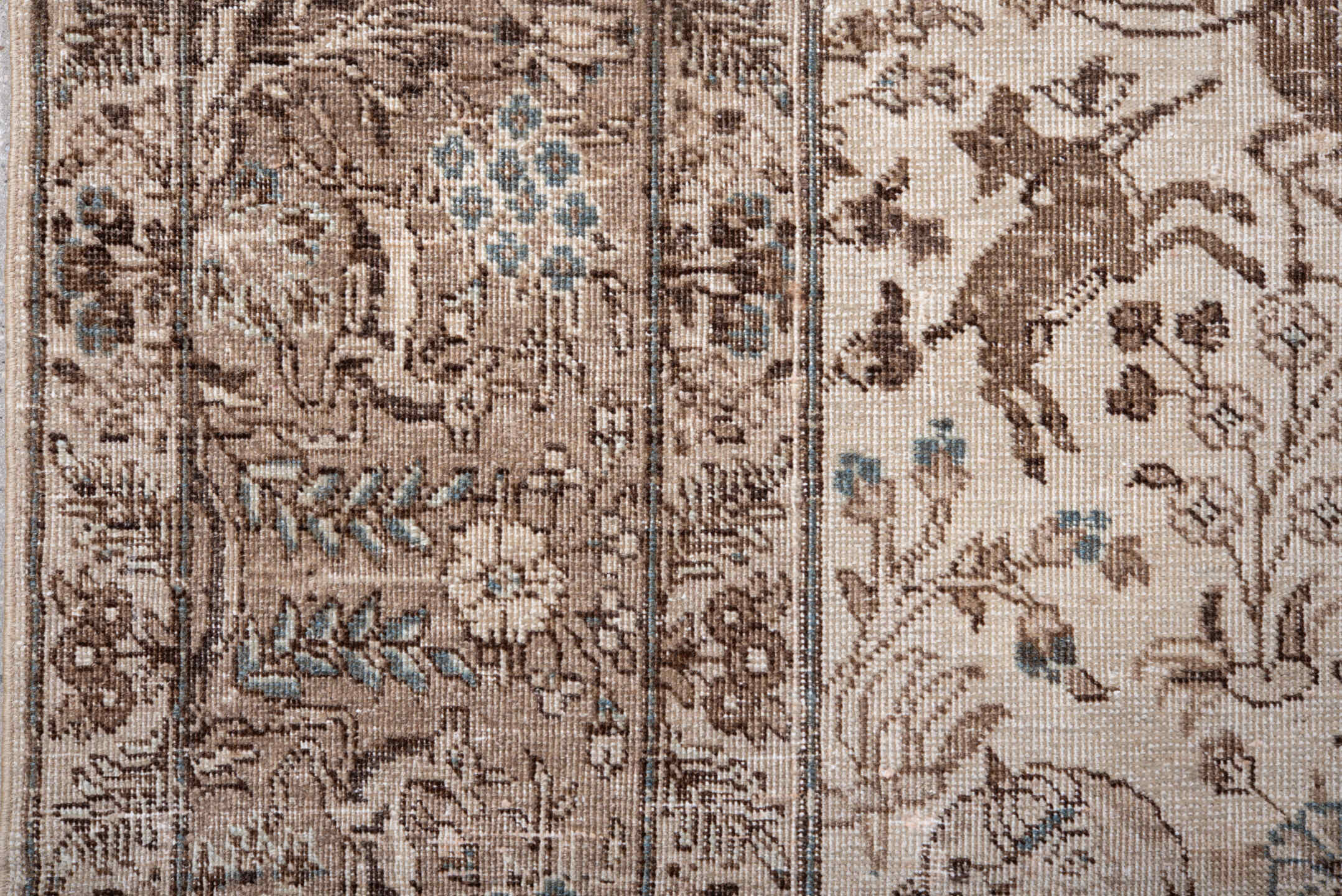 8' x 10' one-of-a-kind handmade vintage Tabriz large size rug. Color palette: gray, light gray, linen, off-white, pink