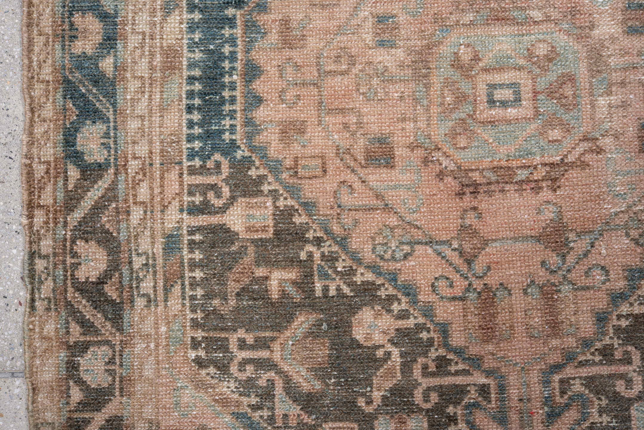 2' x 4' one-of-a-kind handmade vintage Hamadan small size rug. Color palette: blue, brown, dark gray, dim gray, gray