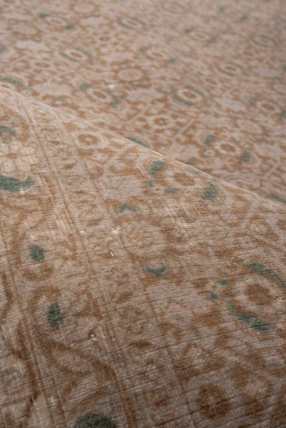 8' x 11' one-of-a-kind handmade antique Bidjar large size rug. Color palette: camel, taupe, ivory, sage, beige, sand, gray
