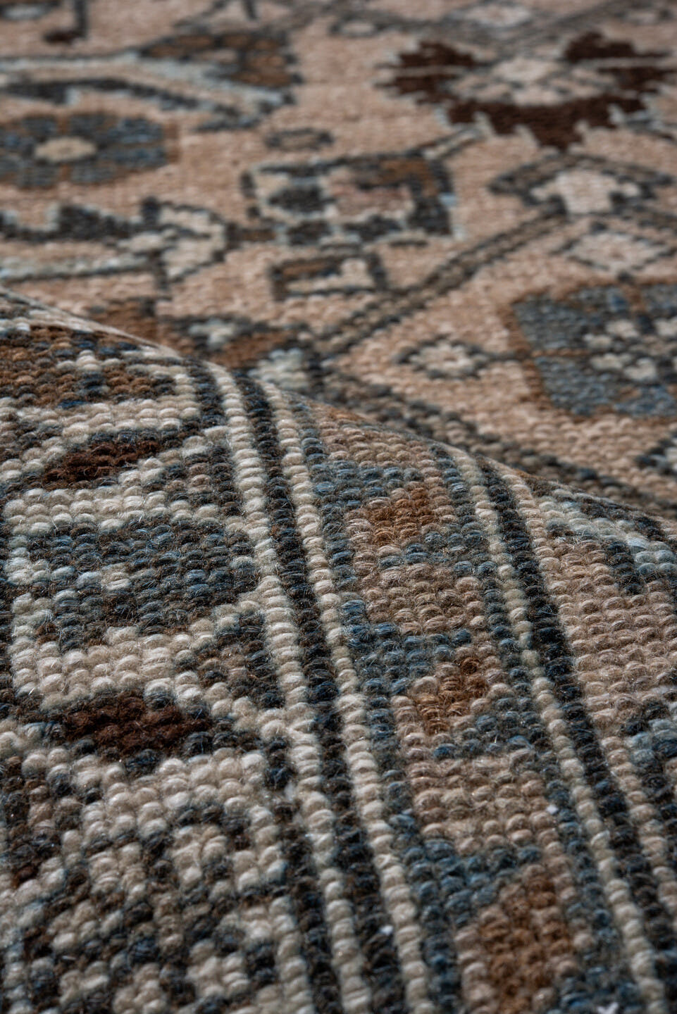 2' x 11' one-of-a-kind handmade antique Hamadan runner rug. Color palette: ivory, brown, sky_blue, camel, taupe, slate