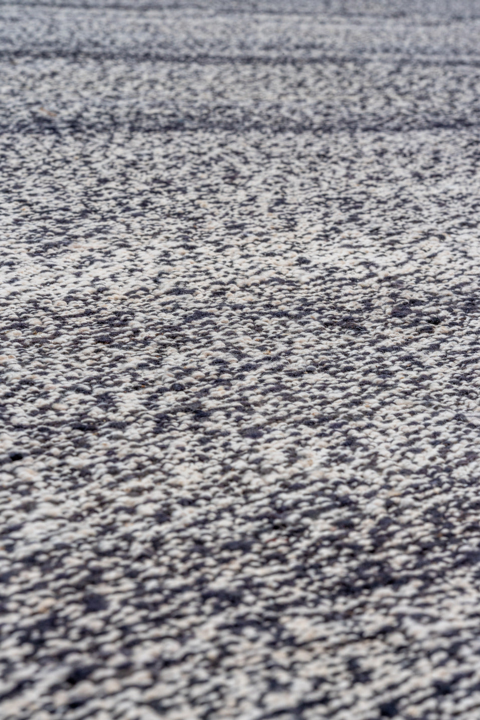 9' x 12' one-of-a-kind handmade vintage Kilim large size rug. Color palette: gray, charcoal, ivory, taupe, black, beige