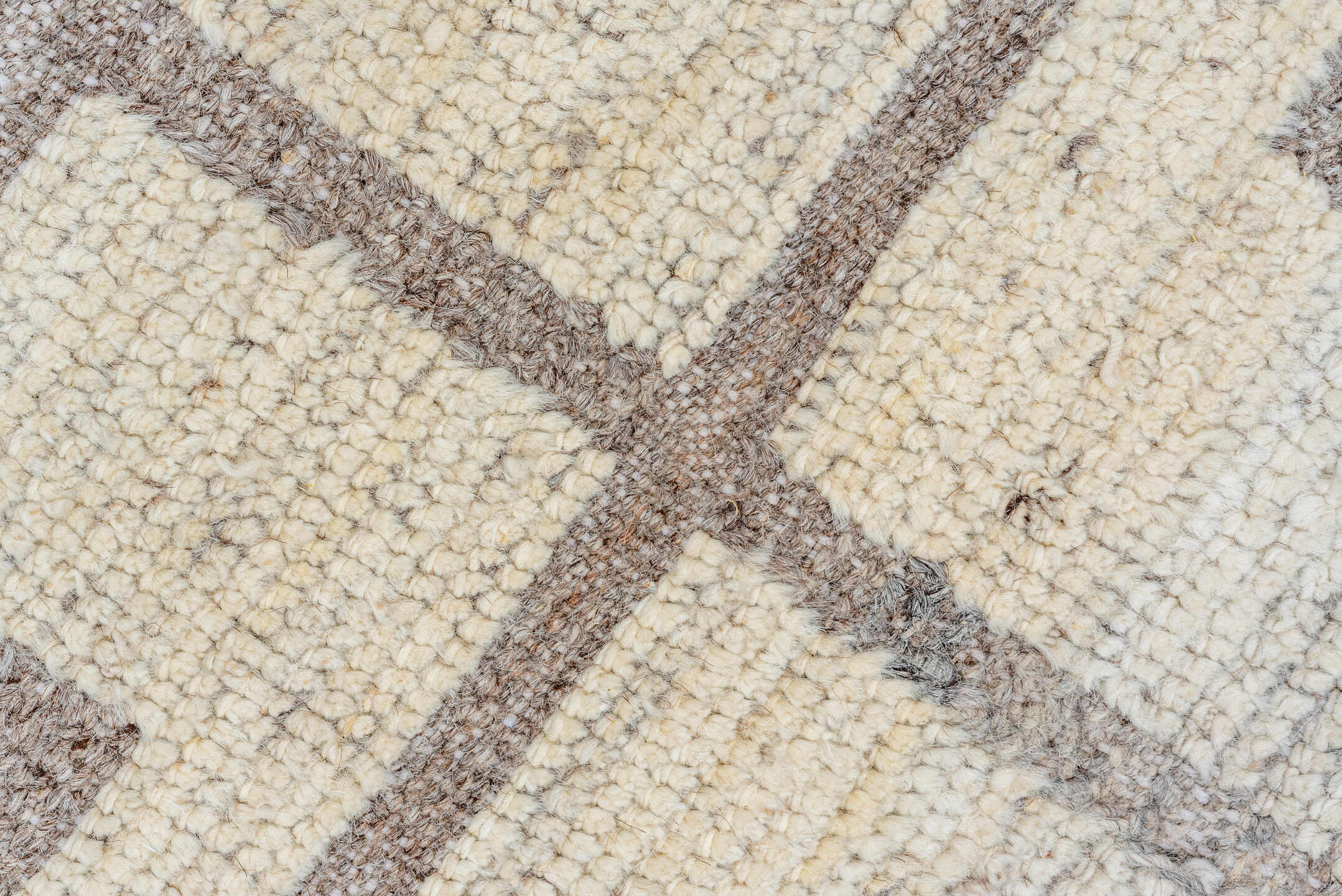 3' x 11' one-of-a-kind handmade vintage Tulu runner rug. Color palette: ivory, taupe, beige, gray
