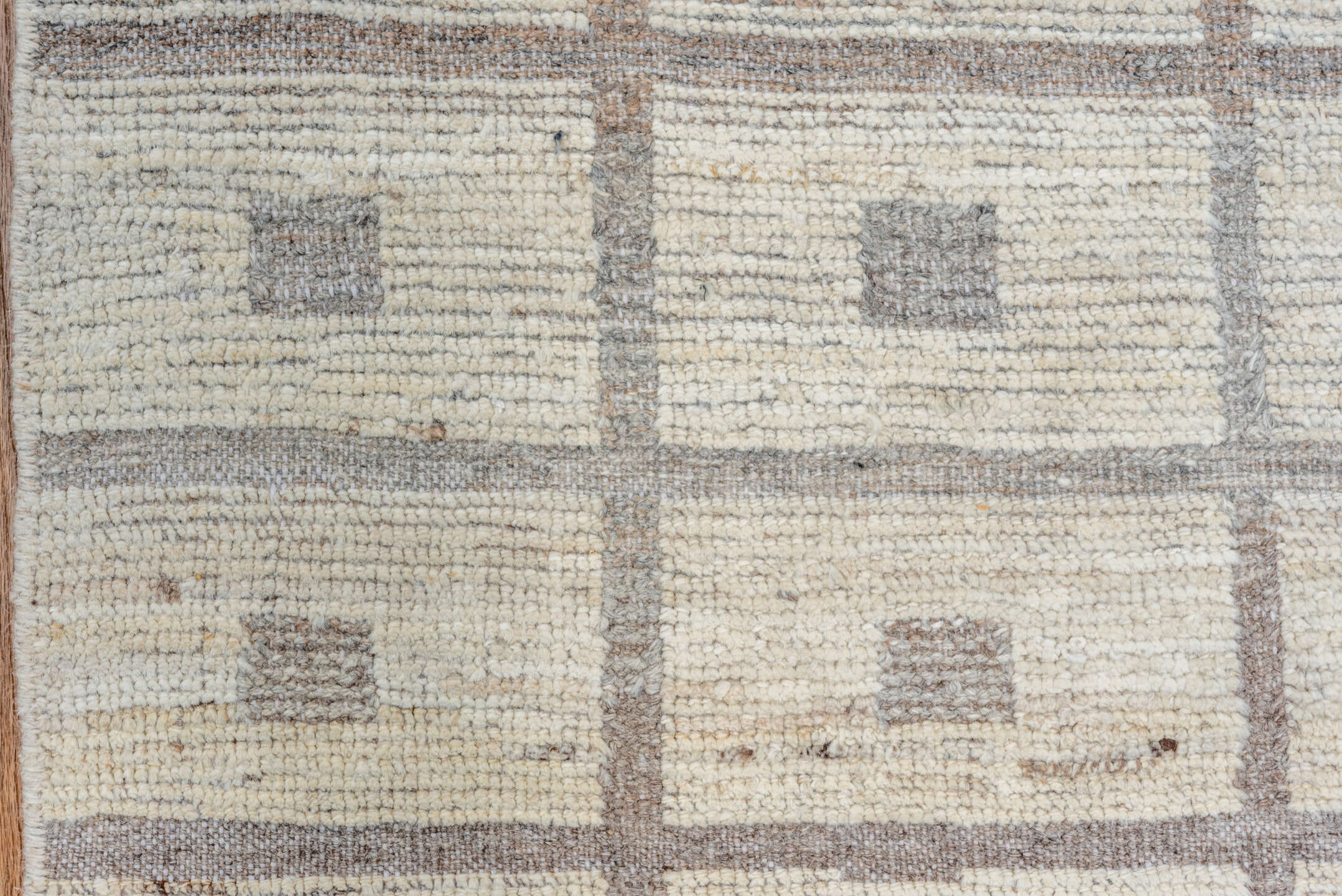 3' x 11' one-of-a-kind handmade vintage Tulu runner rug. Color palette: ivory, taupe, beige, gray
