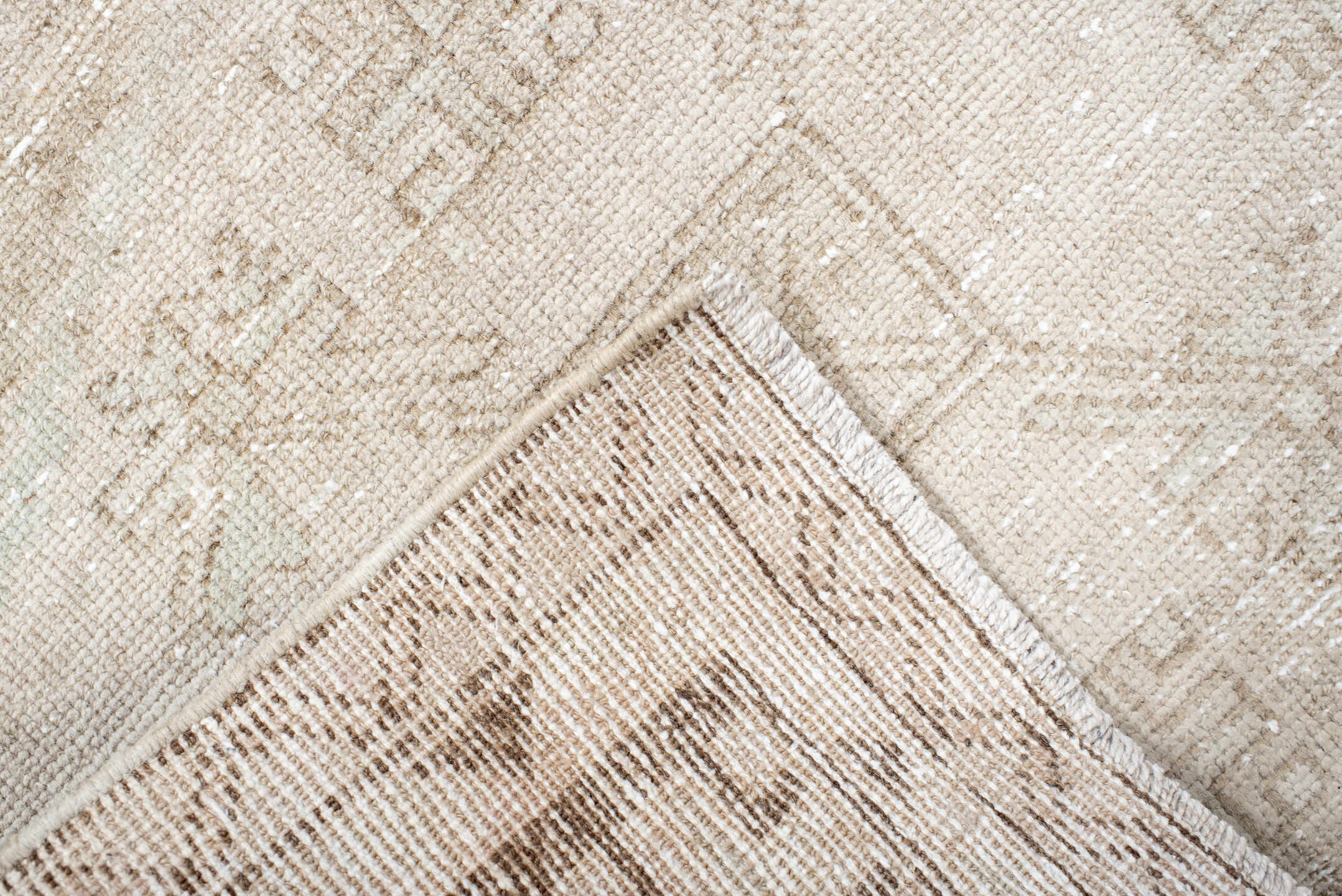 2' x 8' one-of-a-kind handmade antique Anatolian runner rug. Color palette: ivory, cream, beige, taupe, gray