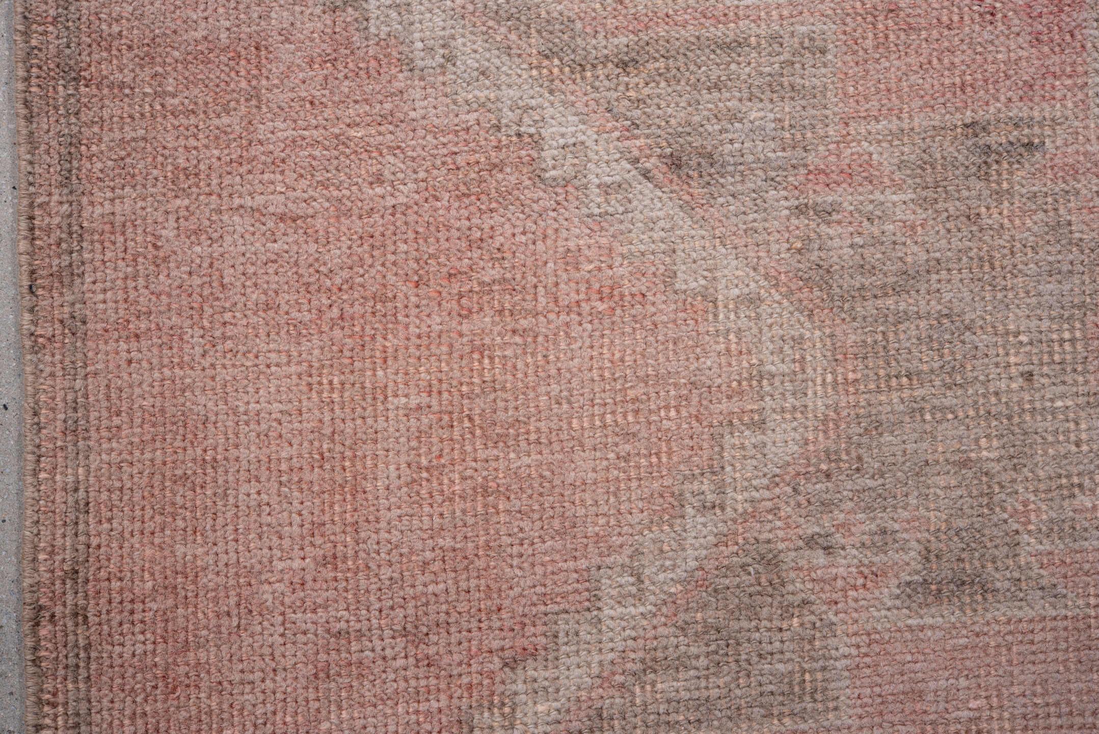 3' x 12' one-of-a-kind handmade vintage Anatol runner rug. Color palette: brown, dark gray, gray, light gray, off-white