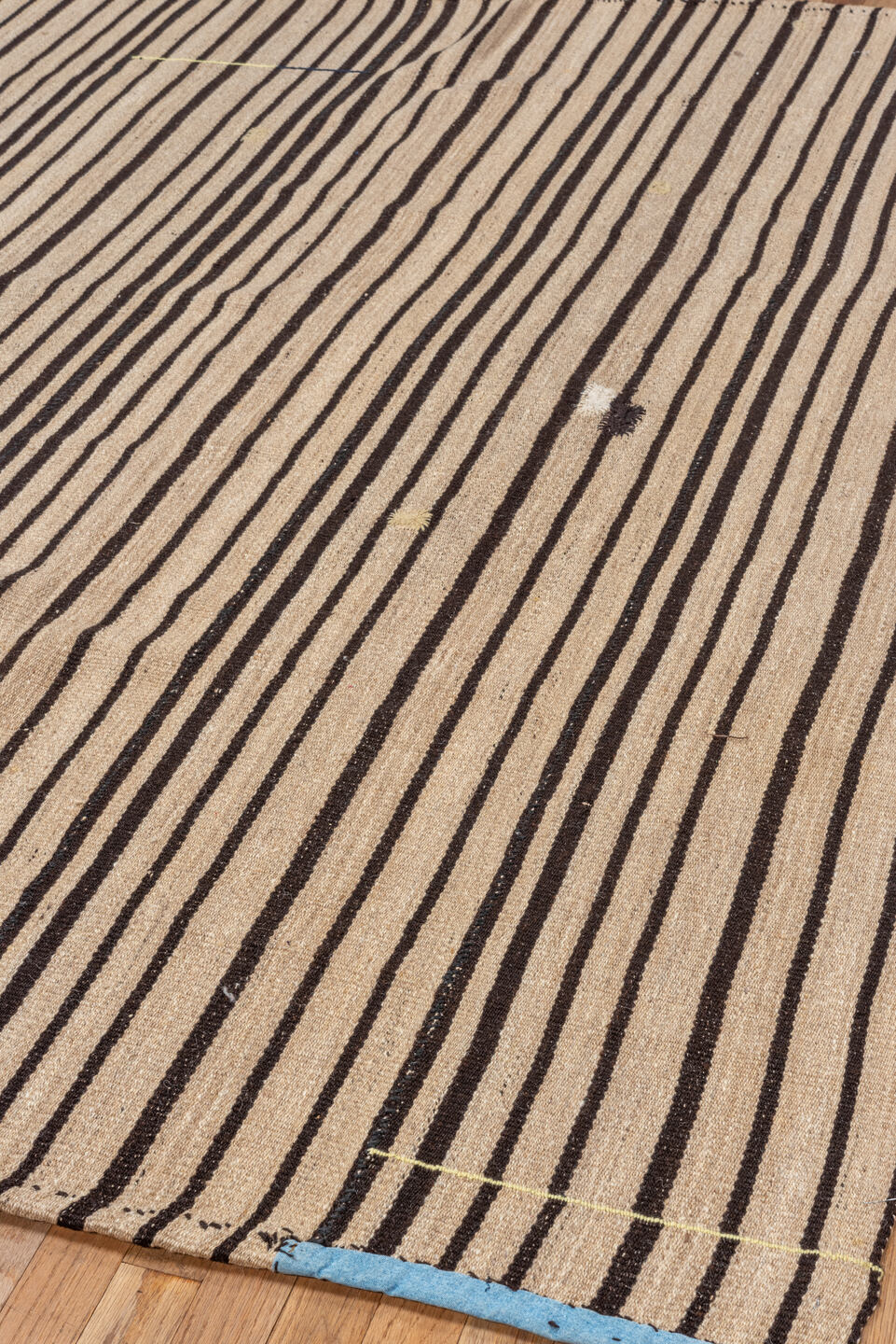 5' x 7' one-of-a-kind handmade vintage Kilim rug. Color palette: brown, gray, off-white, orange, pink, snow, white