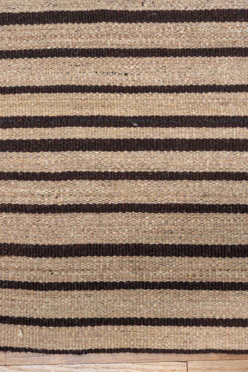 5' x 7' one-of-a-kind handmade vintage Kilim rug. Color palette: brown, gray, off-white, orange, pink, snow, white