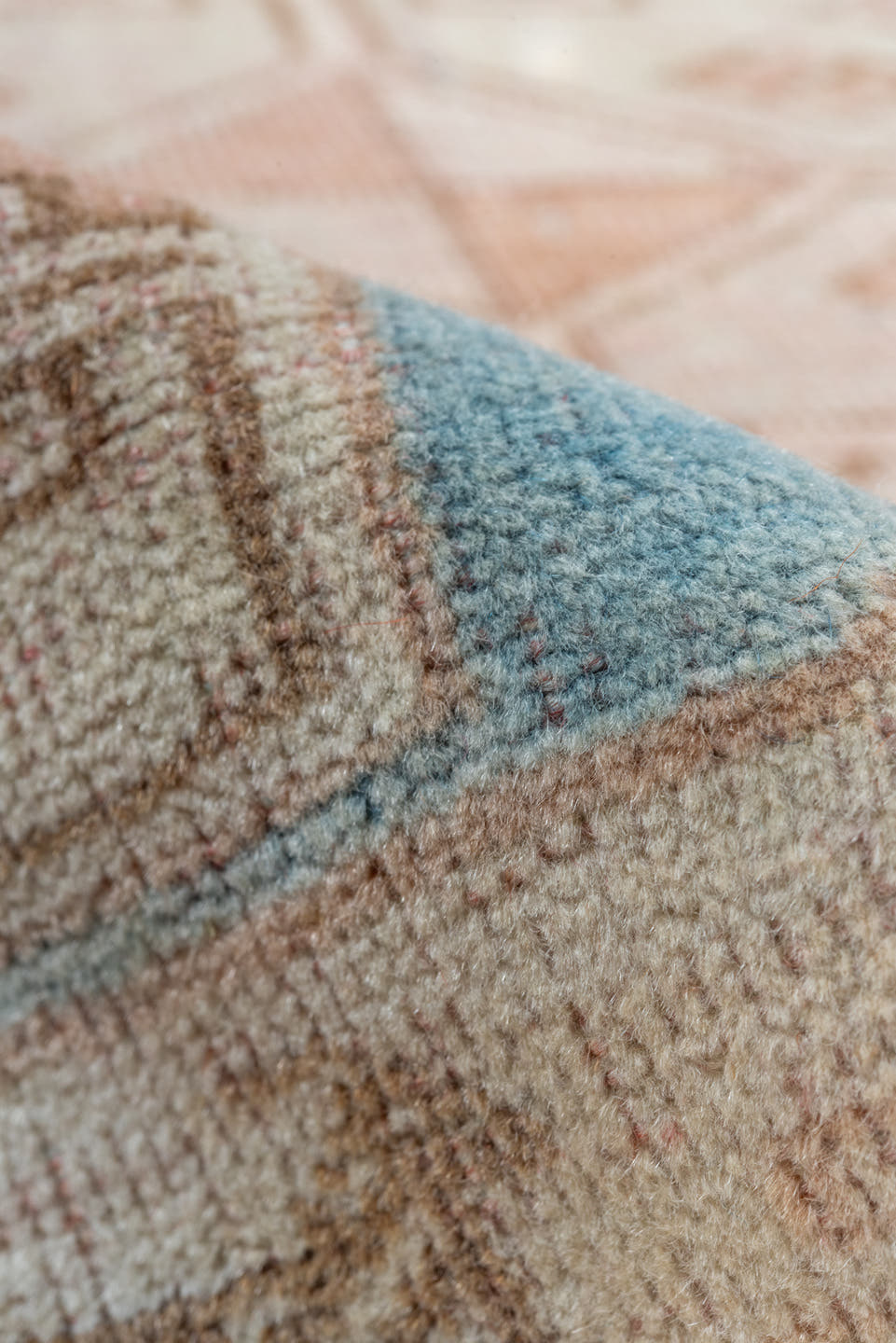 2' x 11' one-of-a-kind handmade antique Oushak runner rug. Color palette: ivory, blush, sky blue, taupe, camel, pink