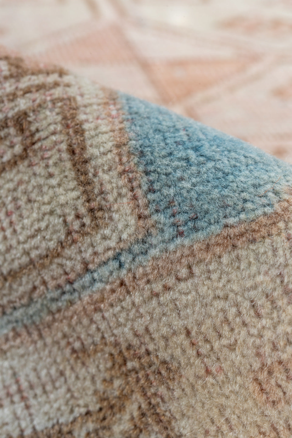 2' x 11' one-of-a-kind handmade antique Oushak runner rug. Color palette: ivory, blush, sky blue, taupe, camel, pink