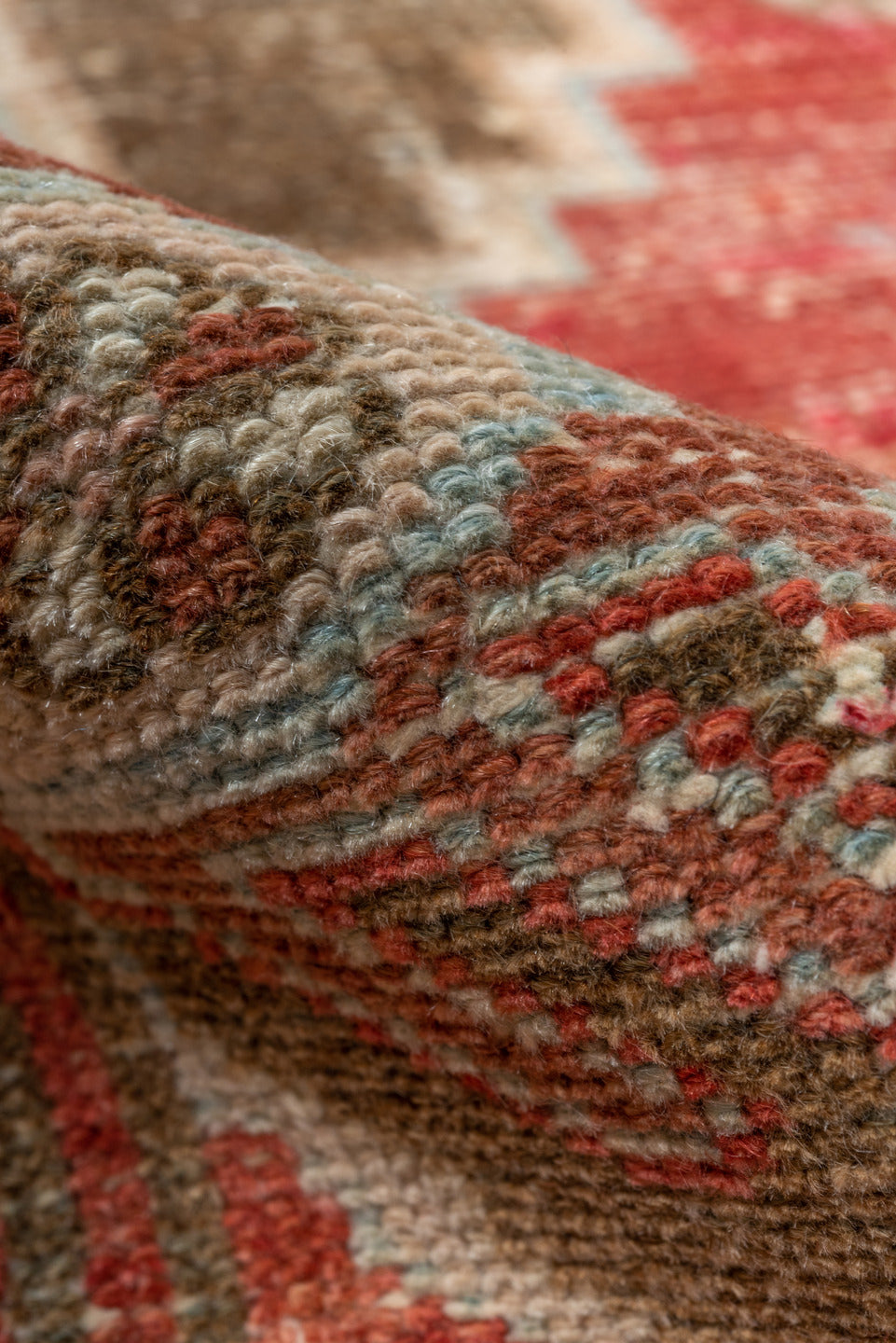 3' x 10' one-of-a-kind handmade vintage Malayer runner rug. Color palette: brown, dark gray, gray, light gray, off-white