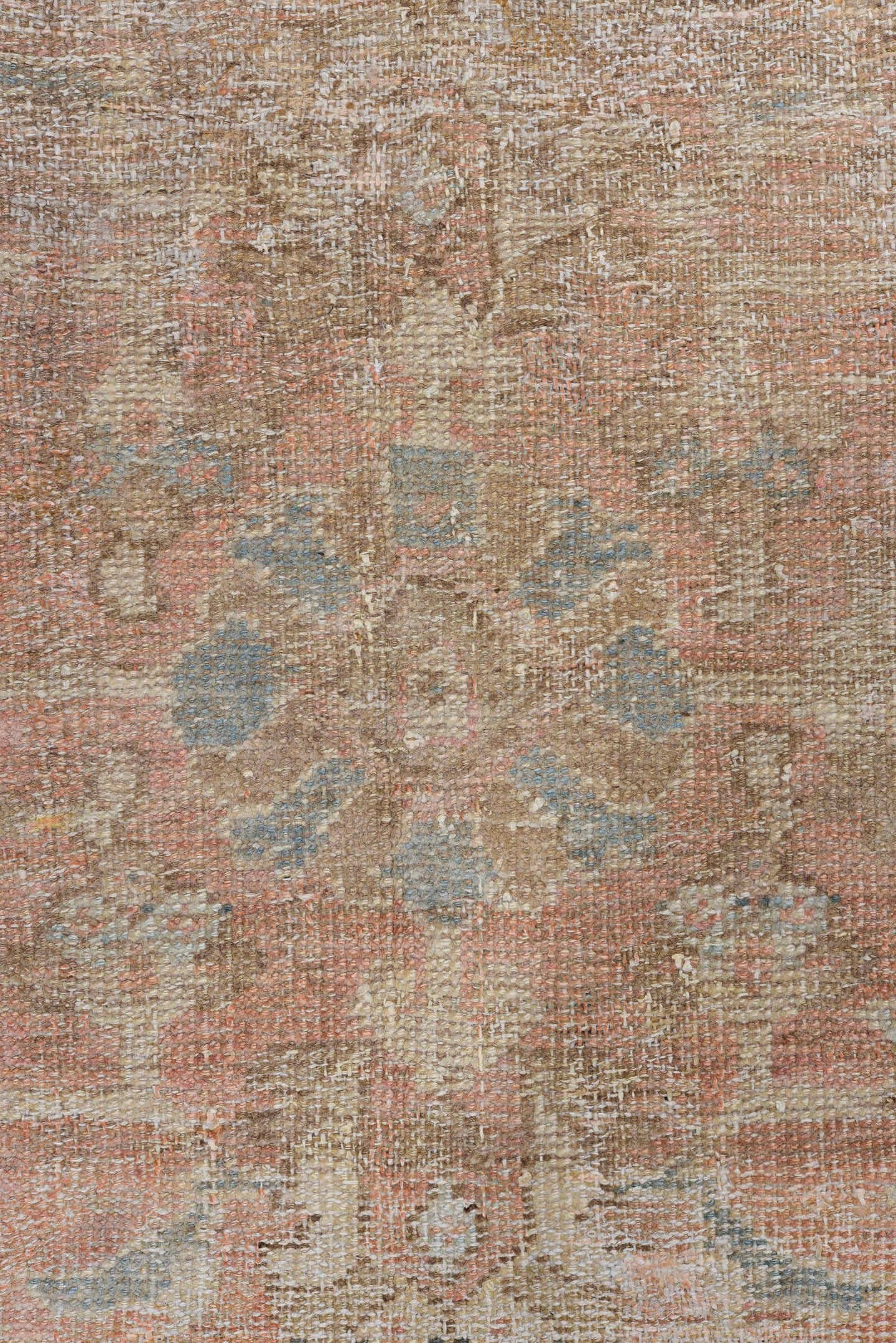 7' x 10' one-of-a-kind handmade antique Mahal large size rug. Color palette: terra cotta, taupe, ivory, slate, faded blue