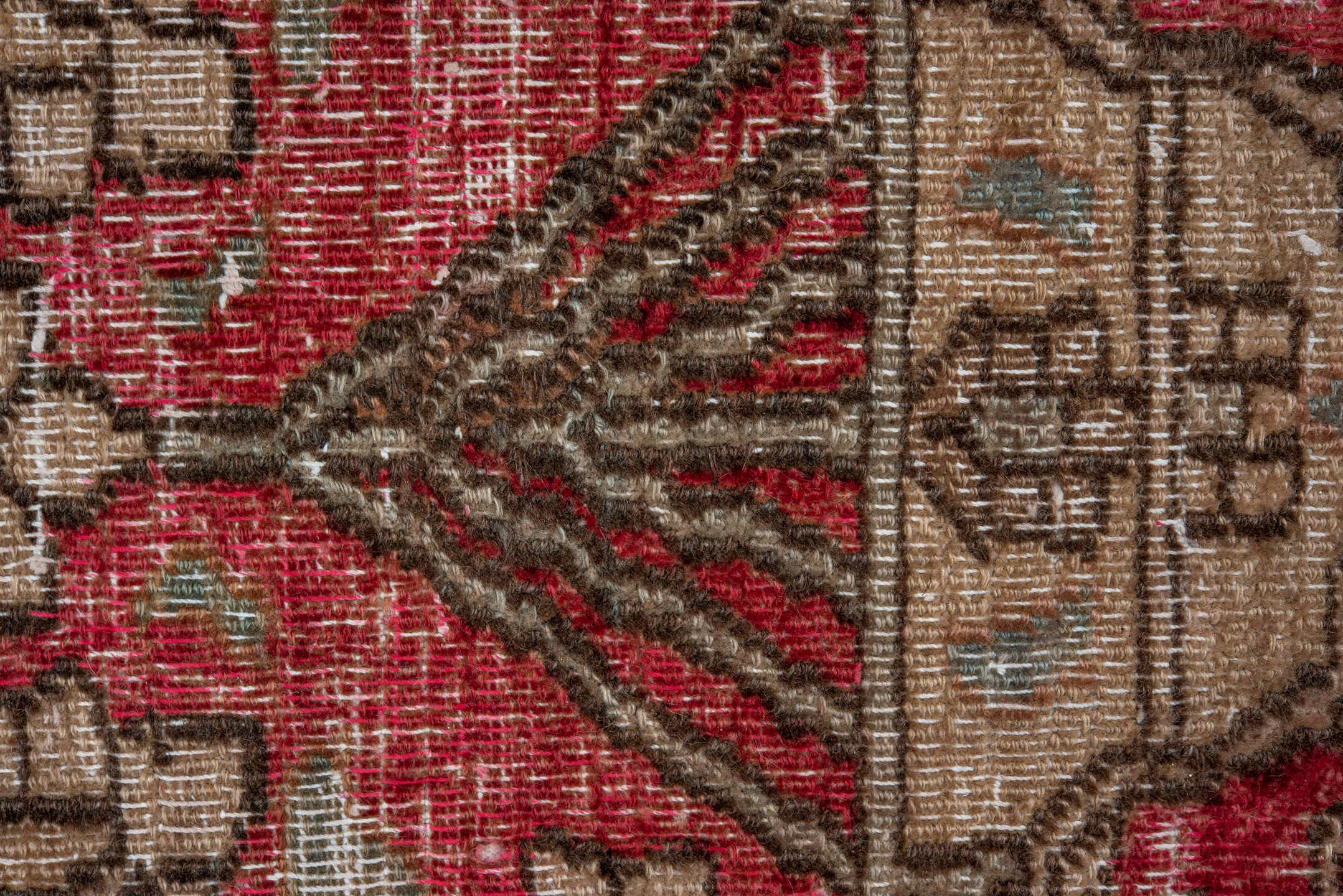 10' x 15' one-of-a-kind handmade antique Khorassan oversize rug. Color palette: rose, ivory, brown, dusty pink, taupe