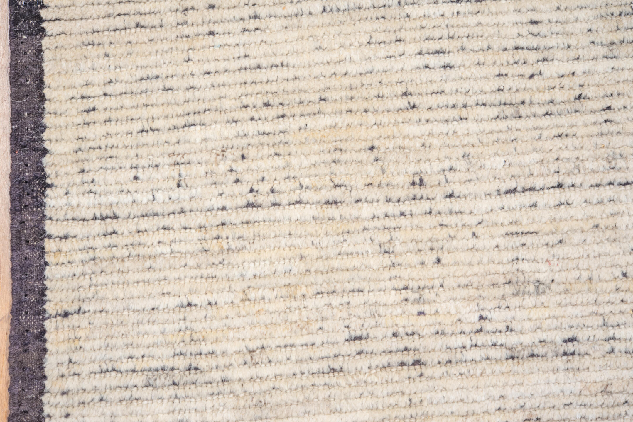 9' x 12' one-of-a-kind handmade vintage Tulu large size rug. Color palette: ivory, charcoal, taupe, gray, black, beige