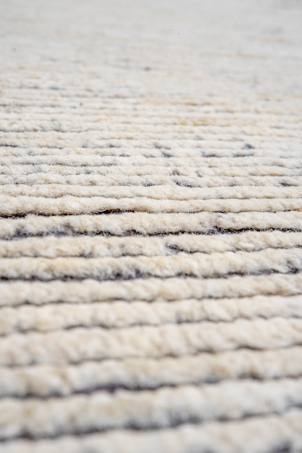 9' x 12' one-of-a-kind handmade vintage Tulu large size rug. Color palette: ivory, charcoal, taupe, gray, black, beige