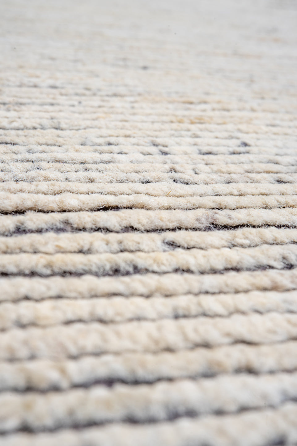 9' x 12' one-of-a-kind handmade vintage Tulu large size rug. Color palette: ivory, charcoal, taupe, gray, black, beige