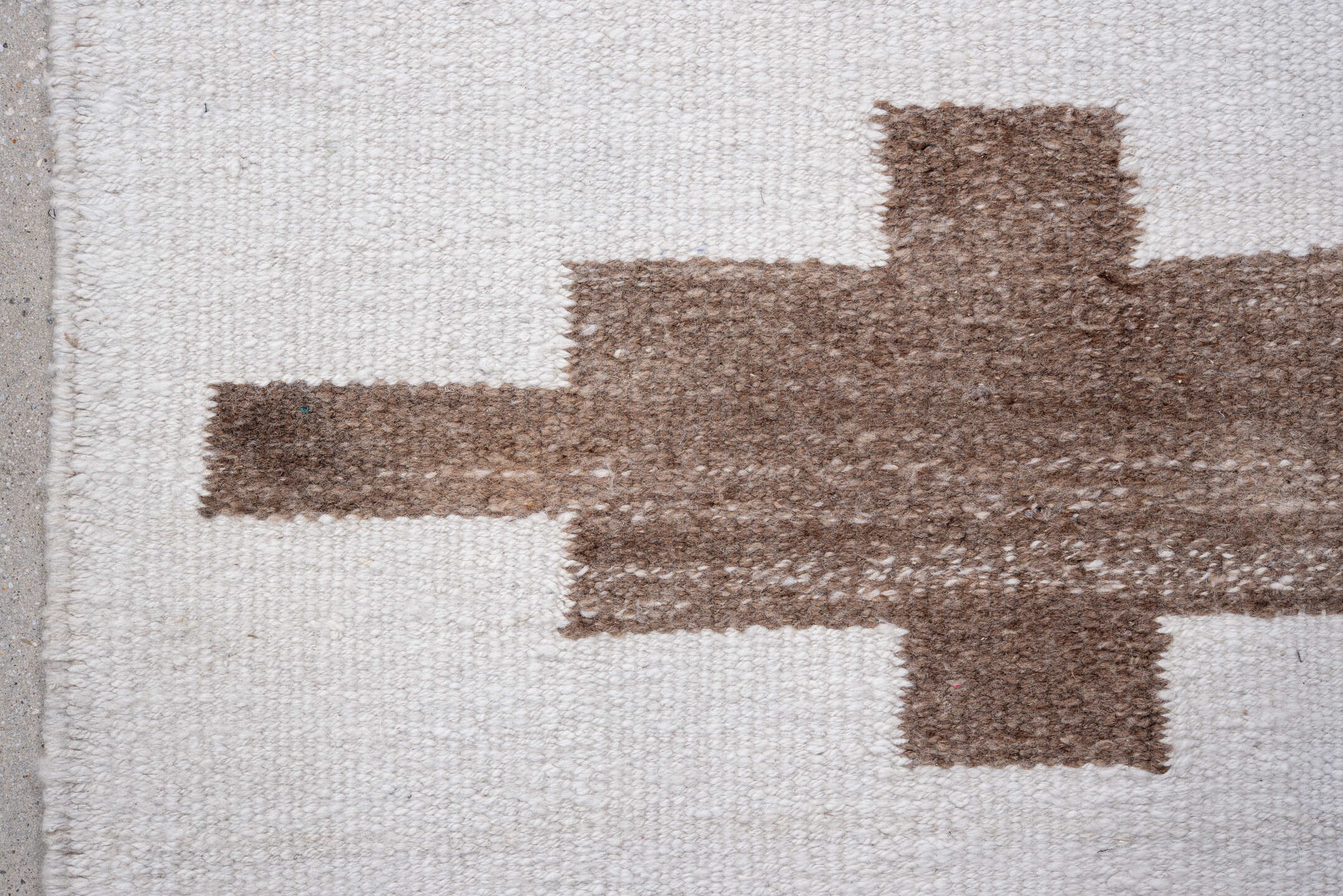 2' x 10' one-of-a-kind handmade antique Kilim runner rug. Color palette: ivory, taupe, camel, brown, beige, gray