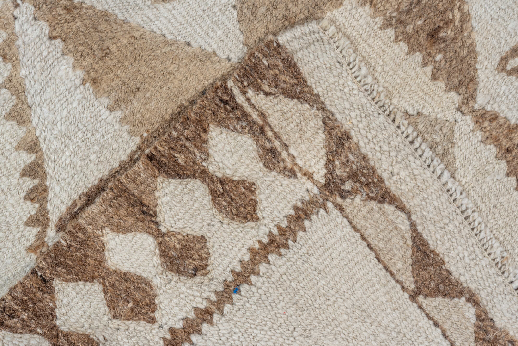 2' x 9' one-of-a-kind handmade antique Kilim runner rug. Color palette: ivory, taupe, brown, camel, beige, gray