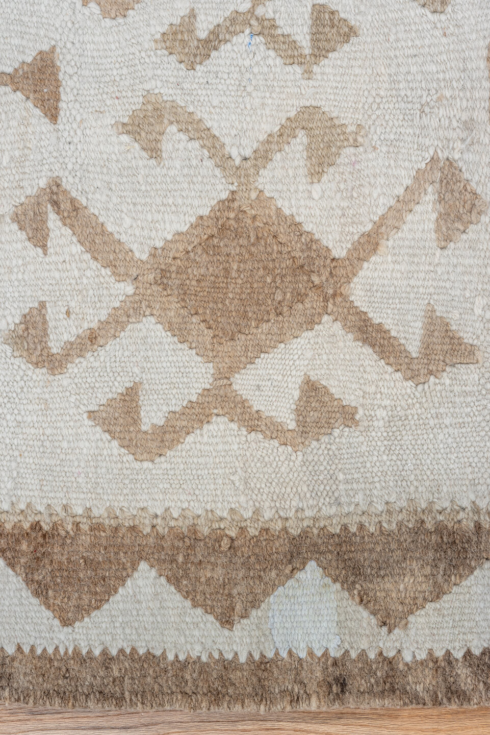 2' x 10' one-of-a-kind handmade vintage Kilim runner rug. Color palette: brown, gainsboro, gray, light gray, off-white, pink