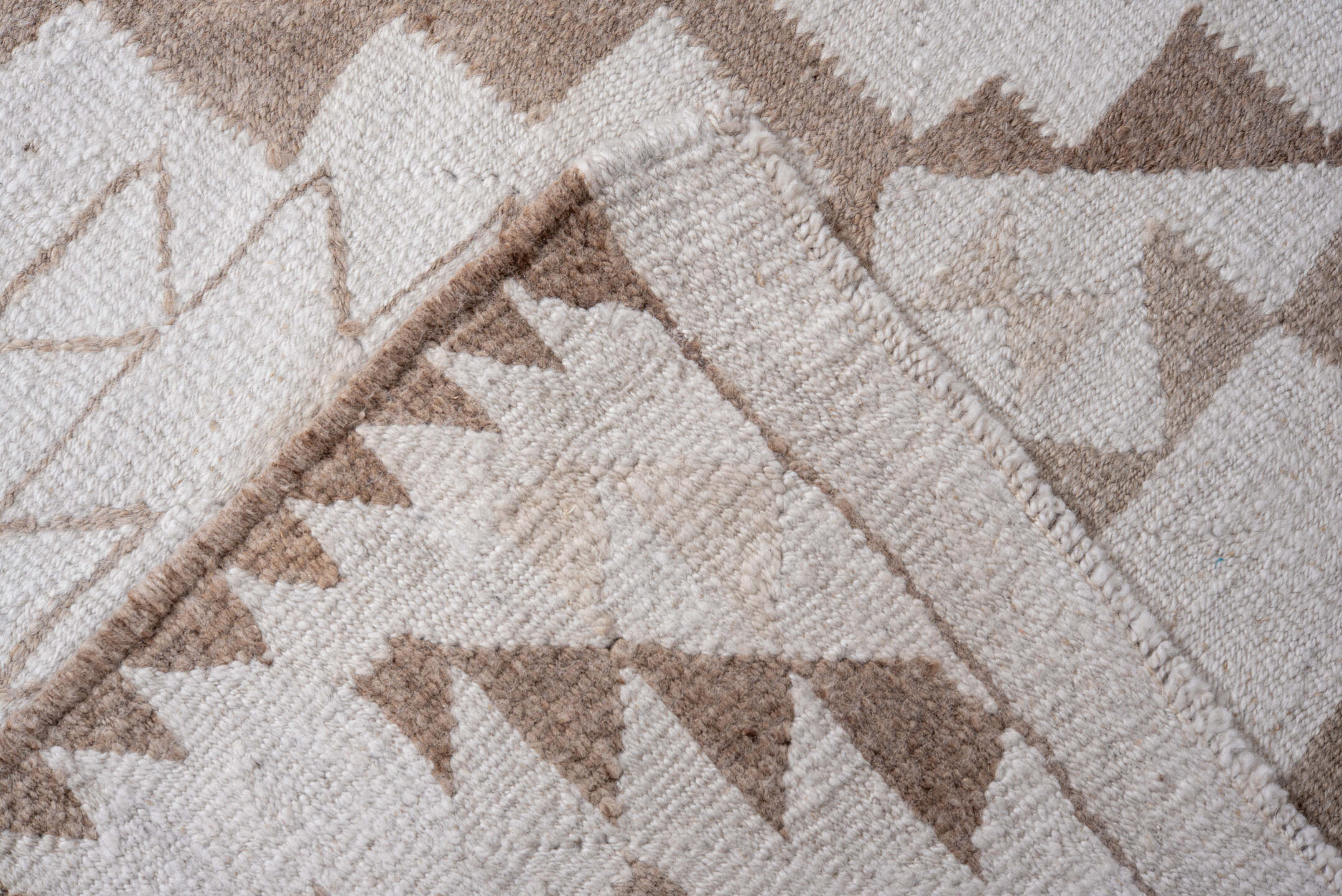 3' x 11' one-of-a-kind handmade vintage Kilim runner rug. Color palette: brown, gainsboro, gray, light gray, off-white, pink