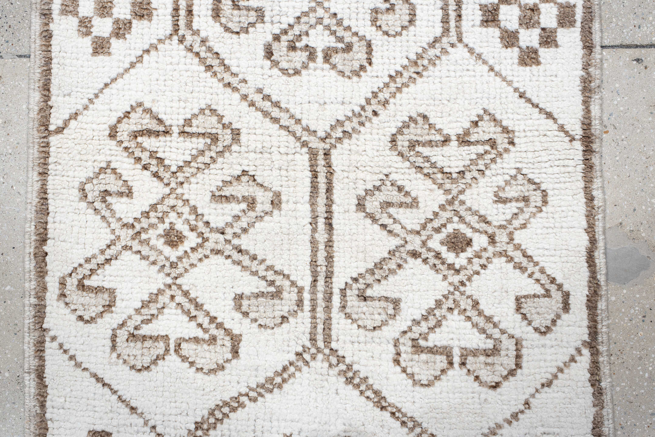 5' x 8' one-of-a-kind handmade vintage Kilim medium size rug. Color palette: ivory, taupe, brown, beige, gray