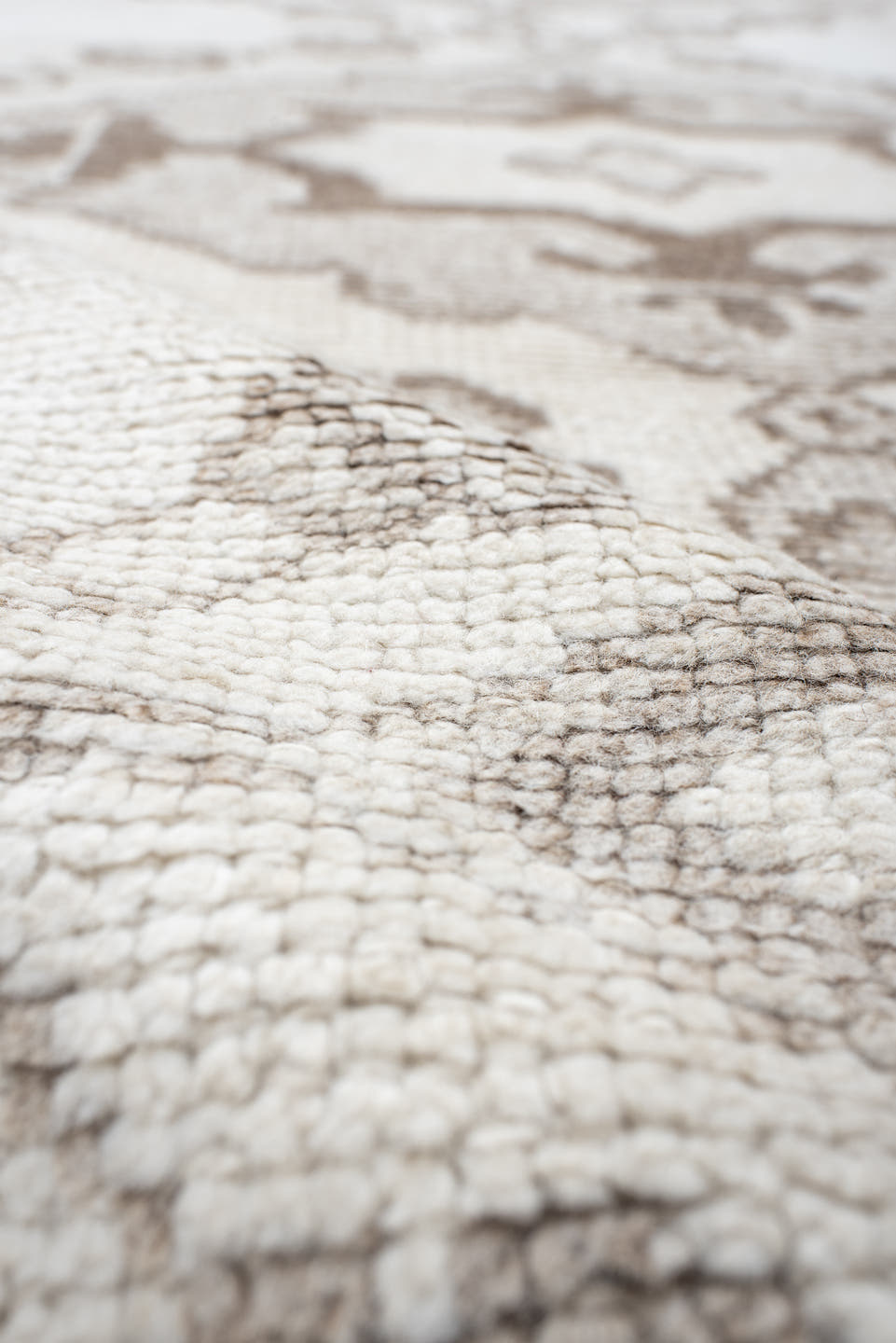 3' x 11' one-of-a-kind handmade vintage Kars runner rug. Color palette: ivory, taupe, camel, beige, brown, gray