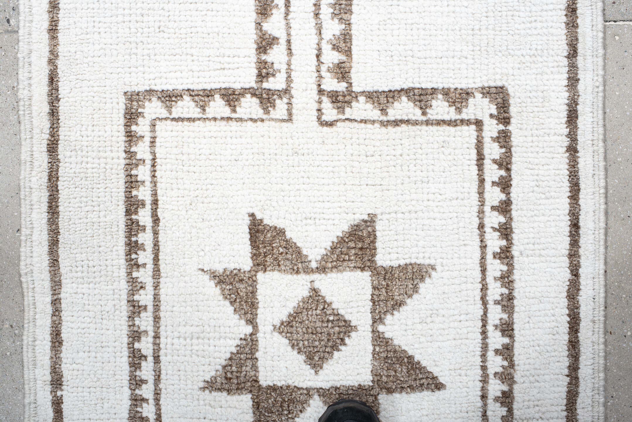 2' x 12' one-of-a-kind handmade vintage Kars runner rug. Color palette: ivory, taupe, beige, camel, gray