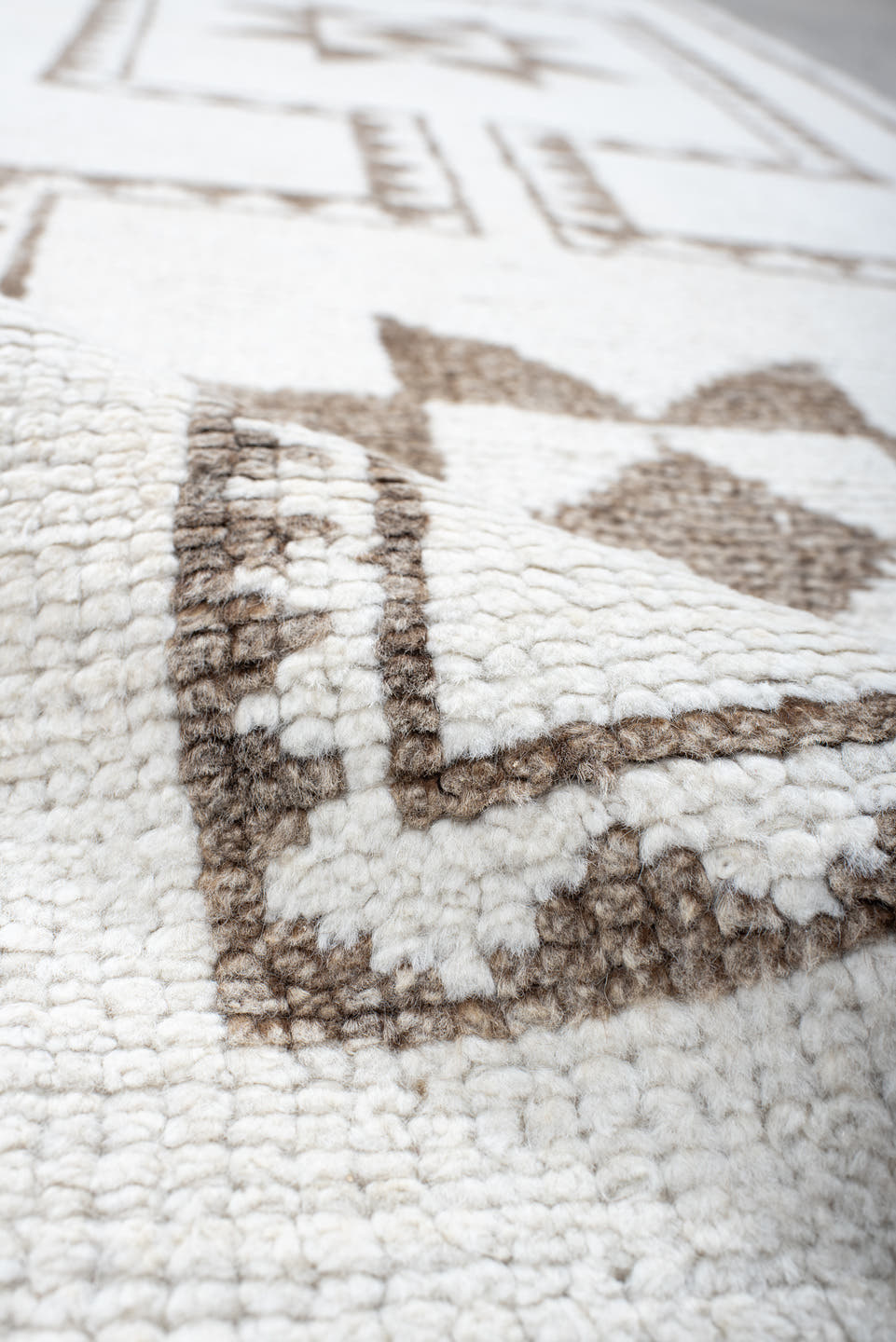 2' x 12' one-of-a-kind handmade vintage Kars runner rug. Color palette: ivory, taupe, beige, camel, gray