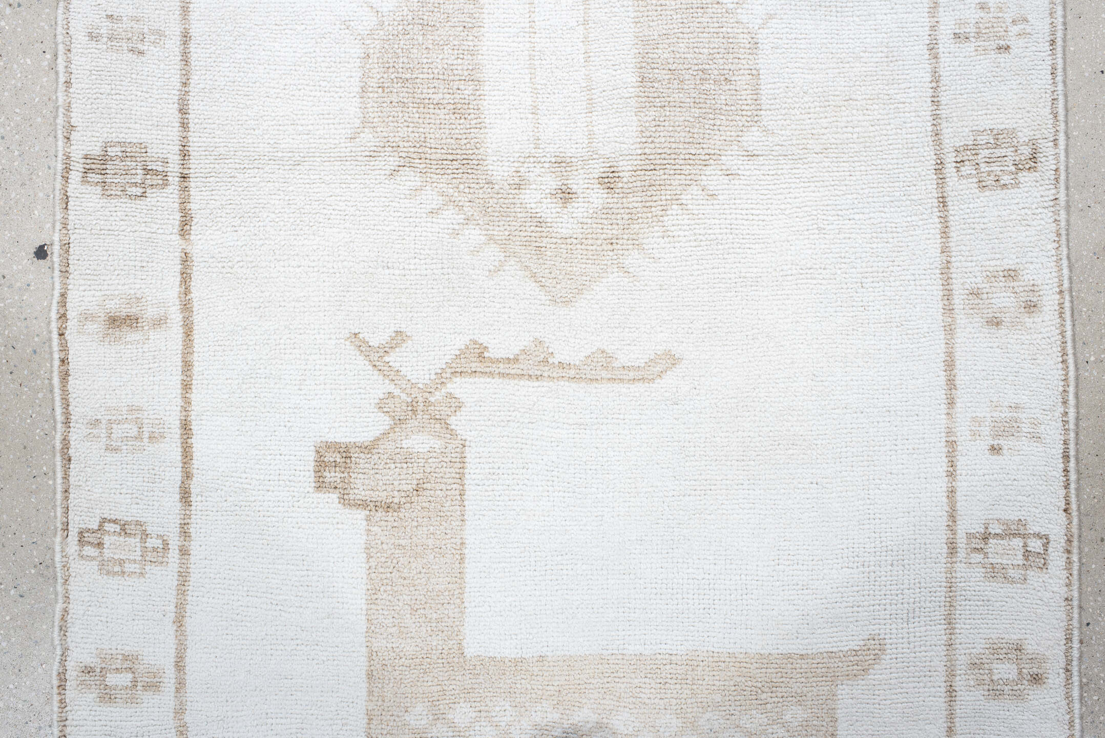 4' x 11' one-of-a-kind handmade vintage Kars runner rug. Color palette: brown, dark gray, gainsboro, gray, light blue