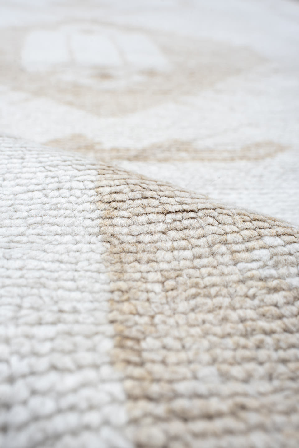 4' x 11' one-of-a-kind handmade vintage Kars runner rug. Color palette: ivory, beige, taupe, camel, gray