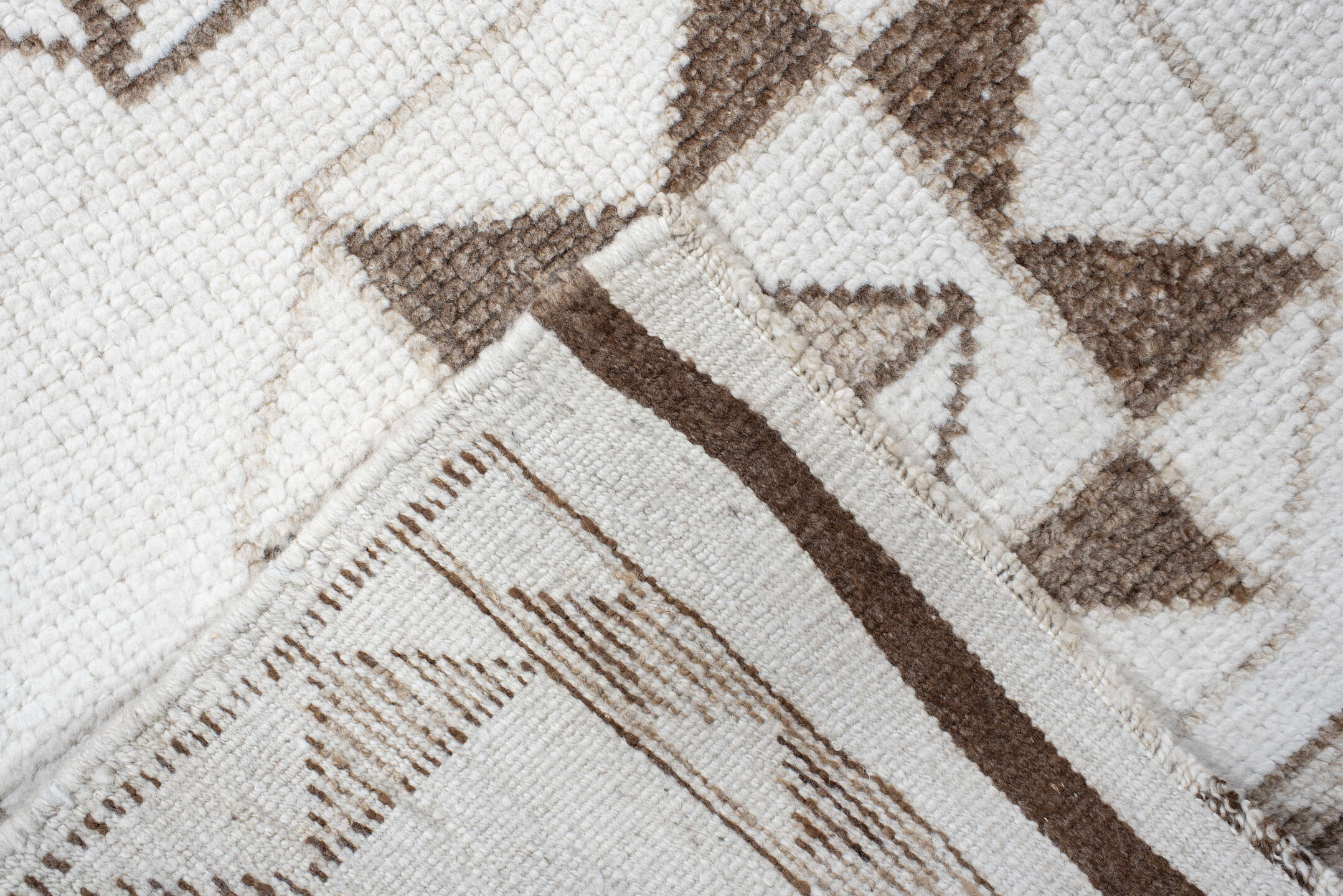 3' x 10' one-of-a-kind handmade vintage Kars runner rug. Color palette: brown, dark gray, gray, light gray, off-white, pink