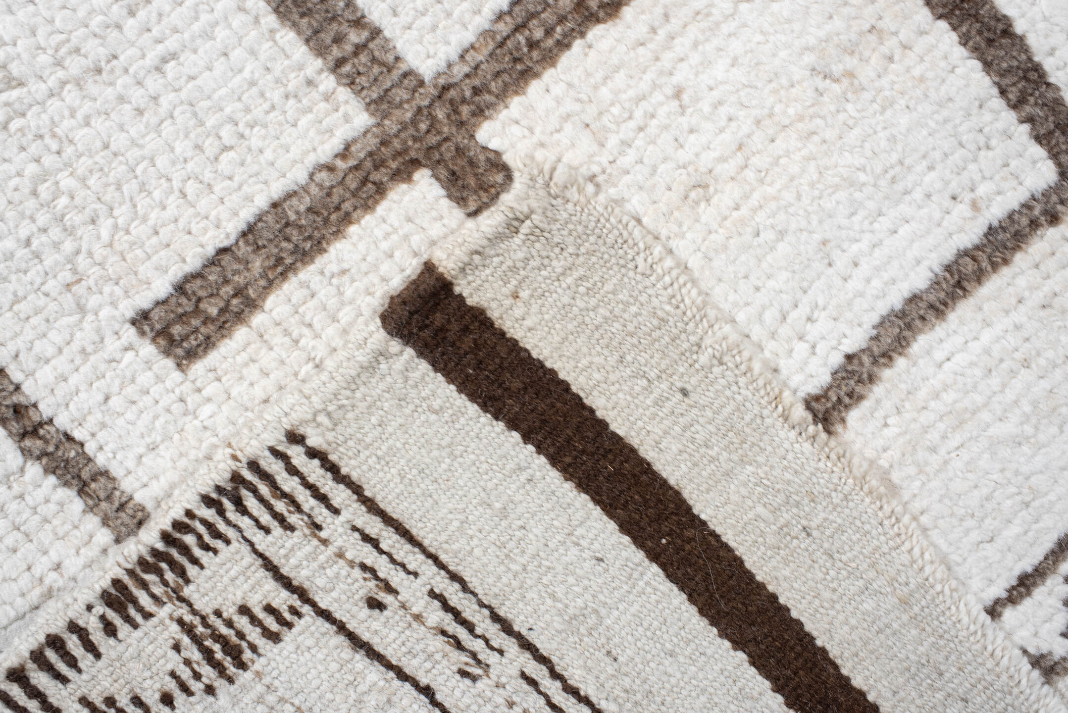 3' x 11' one-of-a-kind handmade vintage Kars runner rug. Color palette: ivory, taupe, camel, beige, gray