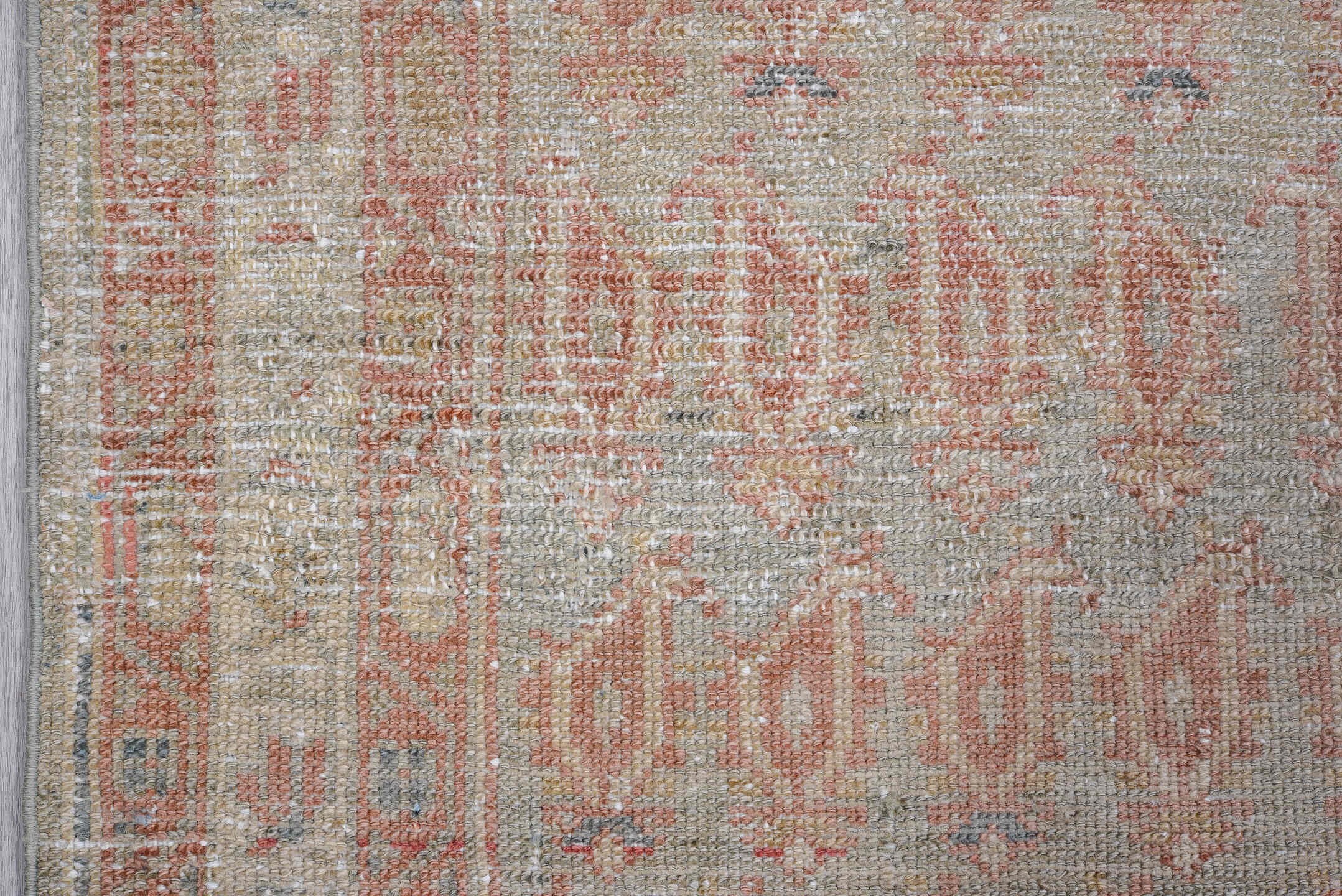 3' x 16' one-of-a-kind handmade antique Malayer runner rug. Color palette: ivory, rose, rust, taupe, brown, pink, red