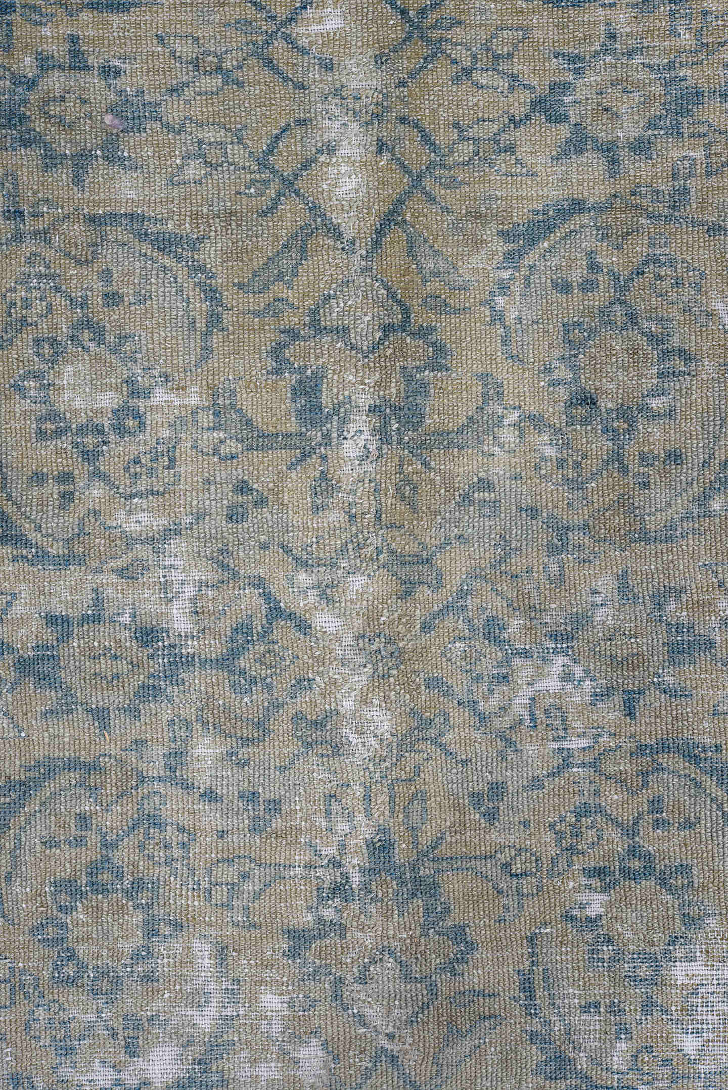 7' x 11' one-of-a-kind handmade antique Sivas large size rug. Color palette: taupe, blue, ivory, beige, slate, gray