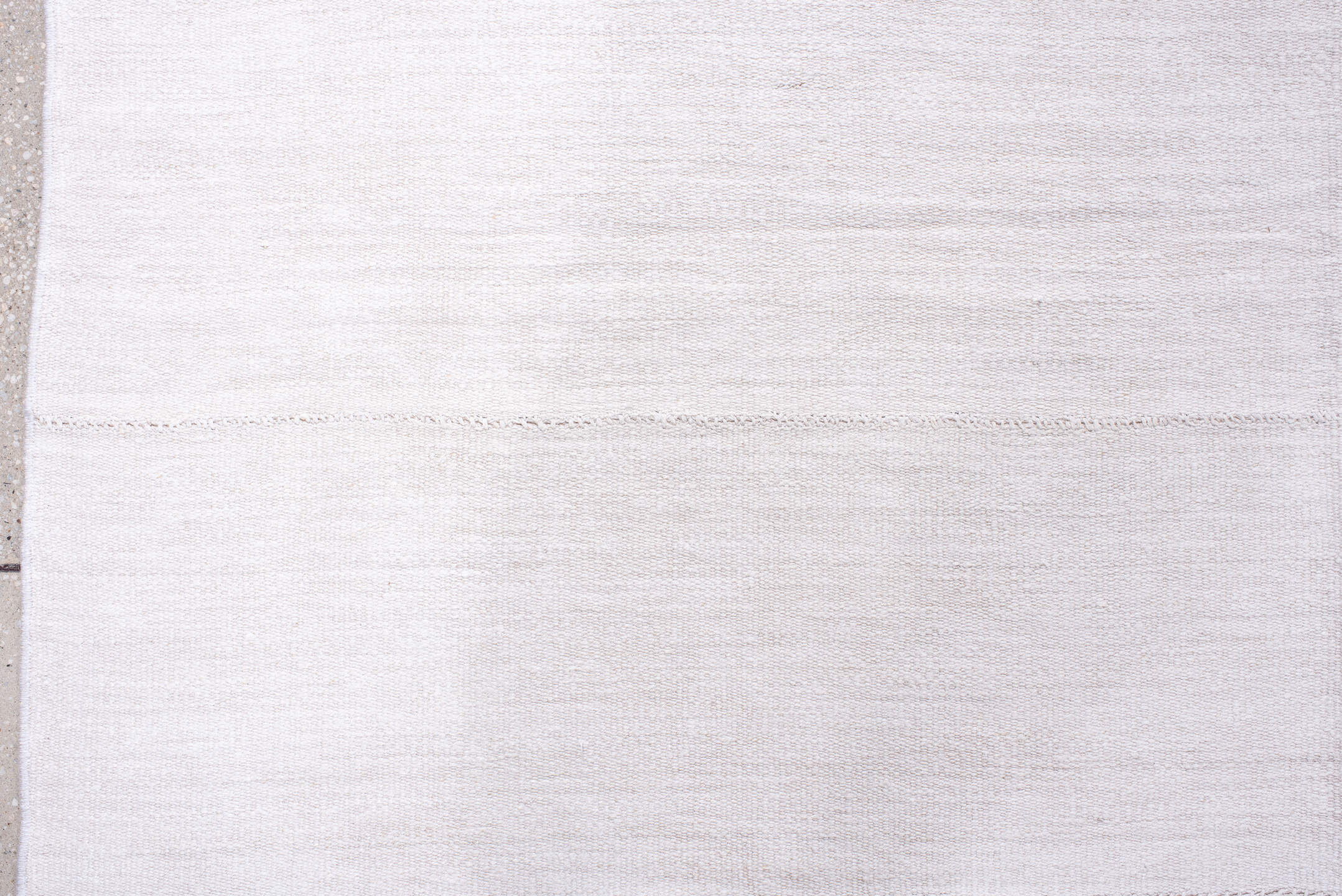 11' x 17' one-of-a-kind handmade antique Flatweave oversize rug. Color palette: ivory, cream, taupe, beige, gray